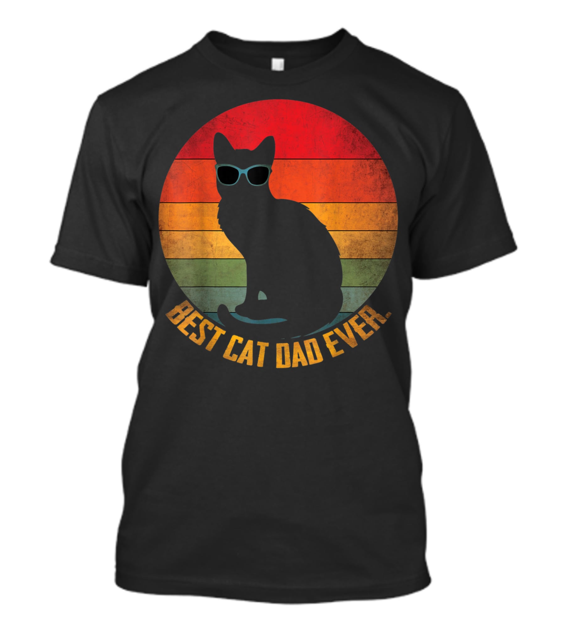 Vintage Sunset Best Cat Dad Ever Silhouette With Sunglasses T-Shirt