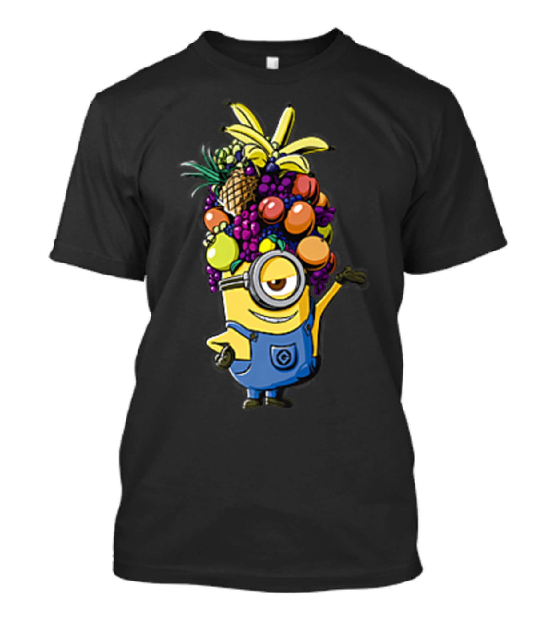 Despicable Me Minions Stuart Wearing Colorful Fruit Hat Overalls T-Shirt