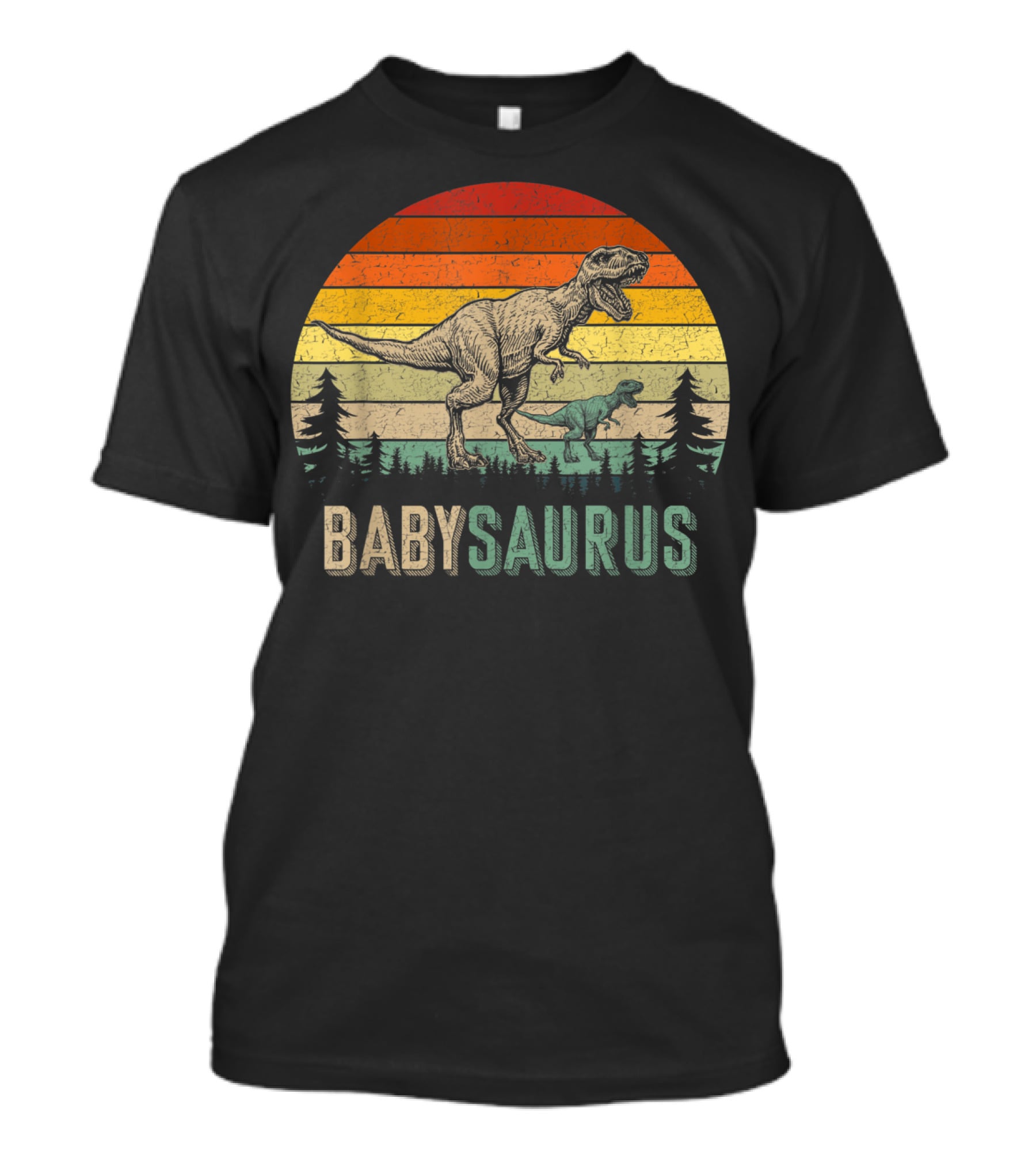Babysaurus Dinosaurs Vintage Father's Retro Sunset T-Rex Family T-Shirt