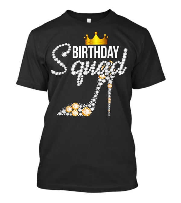 Birthday Squad Girly Golden Crown Pink Shoe T-Shirt