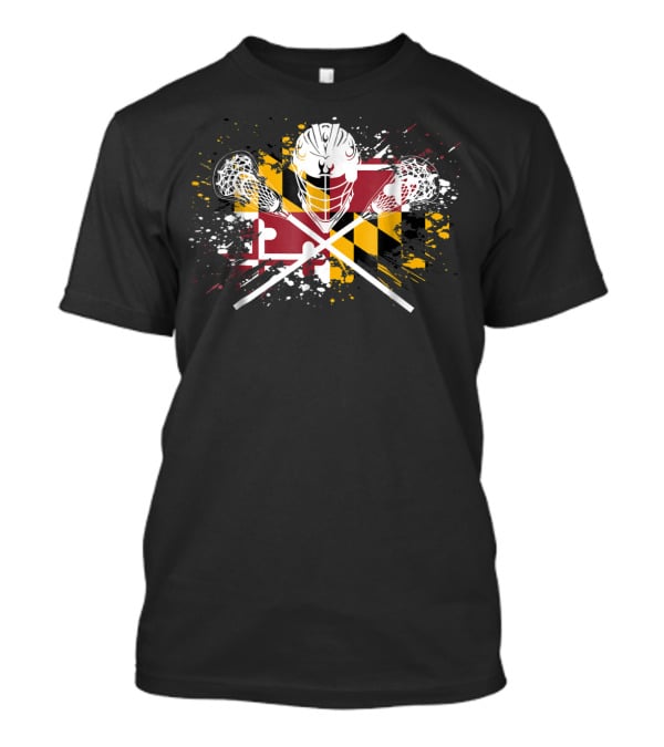 Boys Lacrosse Helmet Maryland Flag Crossed LAX Sticks T-Shirt