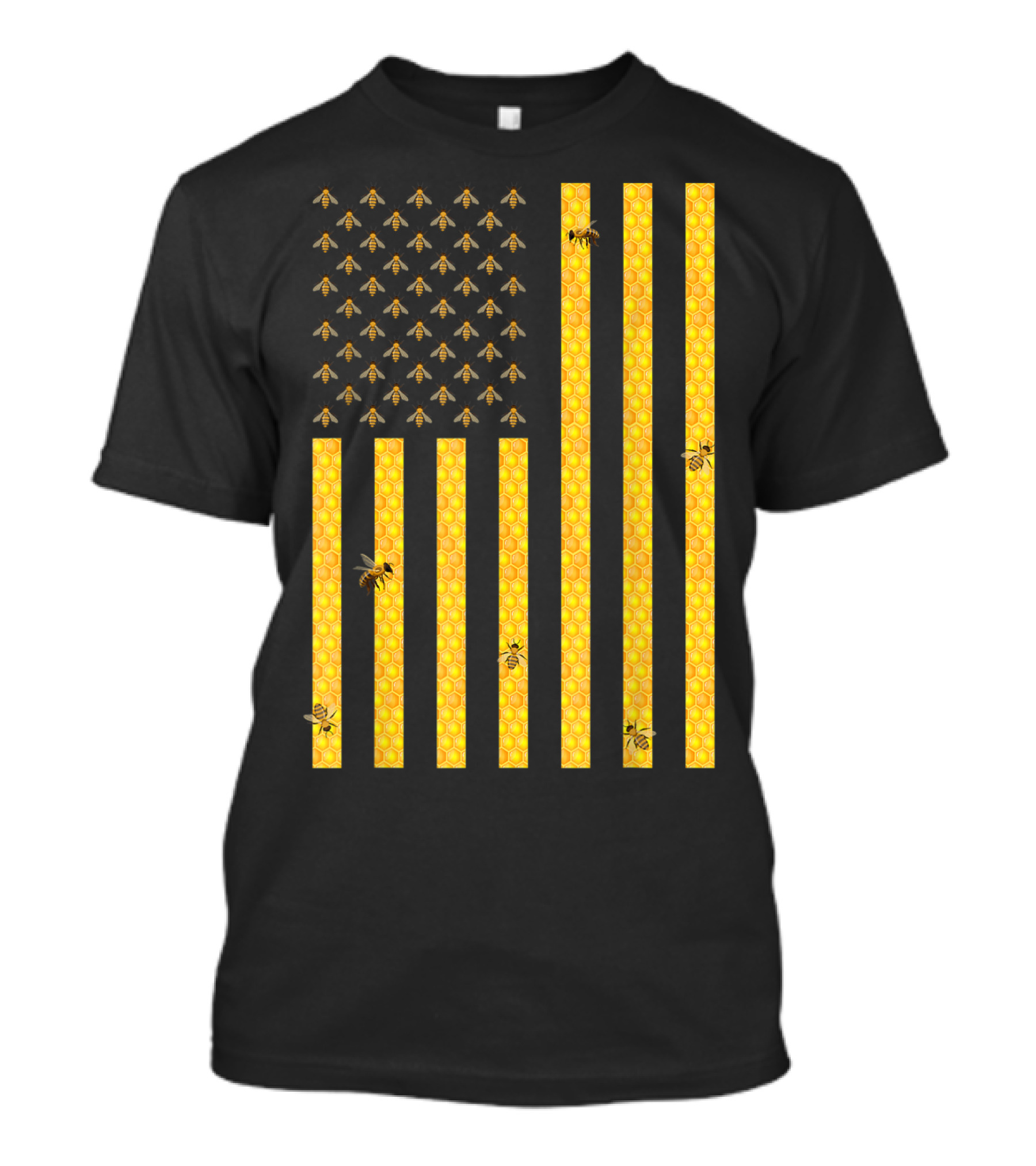 American Flag Honeycomb Honey Bee Beekeeping Beekeeper USA Patriotic T-Shirt