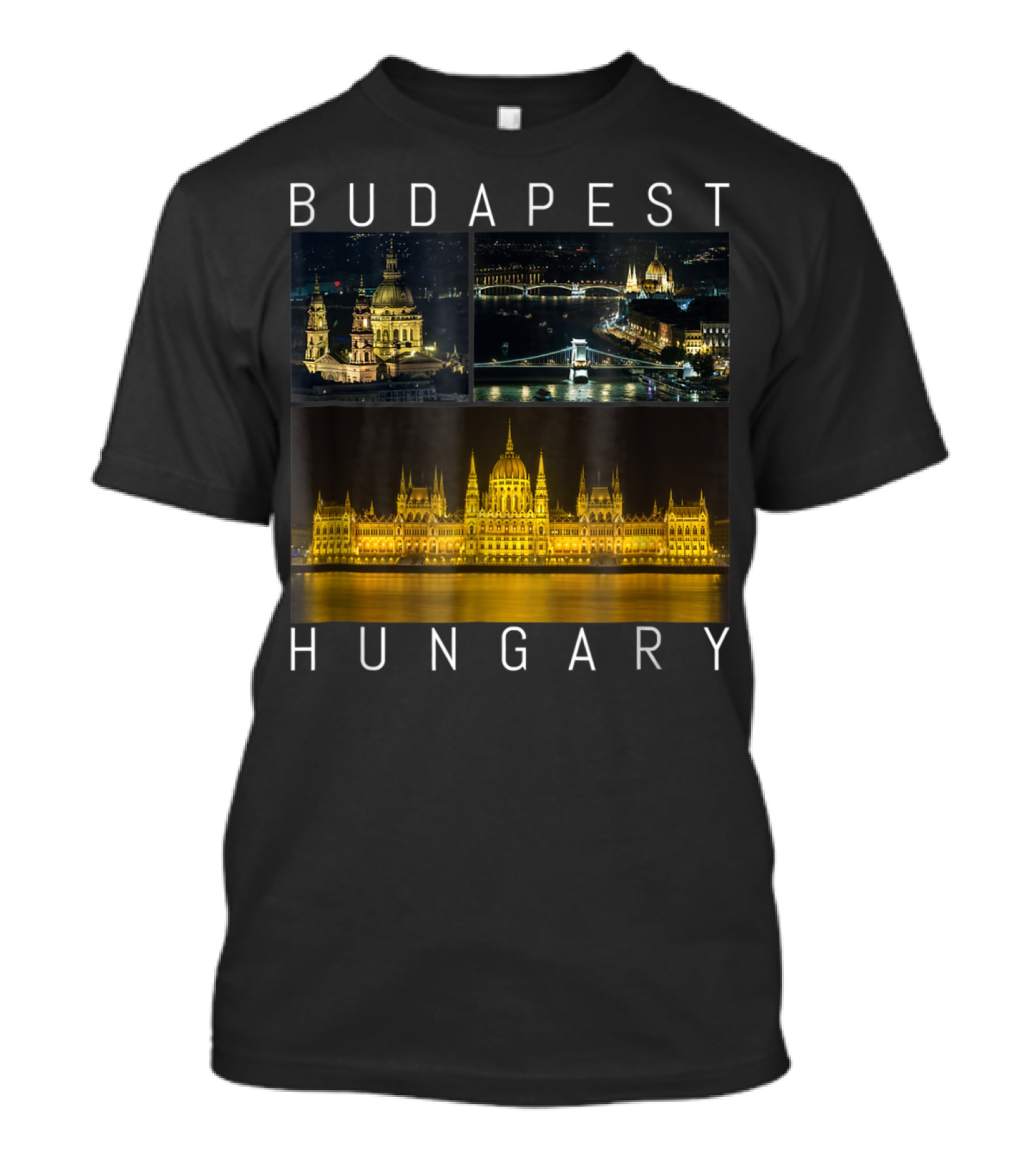 Budapest Hungary Nighttime Landmarks Photography Gallery T-Shirt