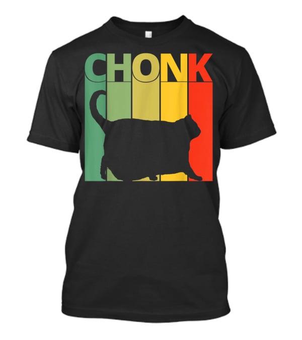Chonk Cat Meme Funny Big Chungus Retro Stripes T-Shirt