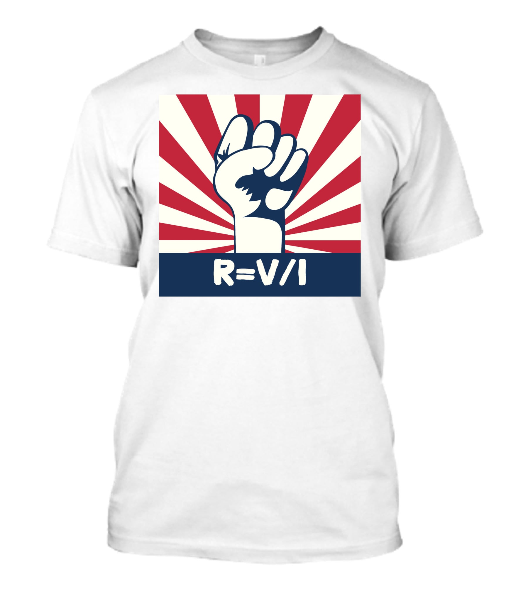 RESIST FIST R=V/I Ohm's Law Of Resistance Sunburst Fist T-Shirt