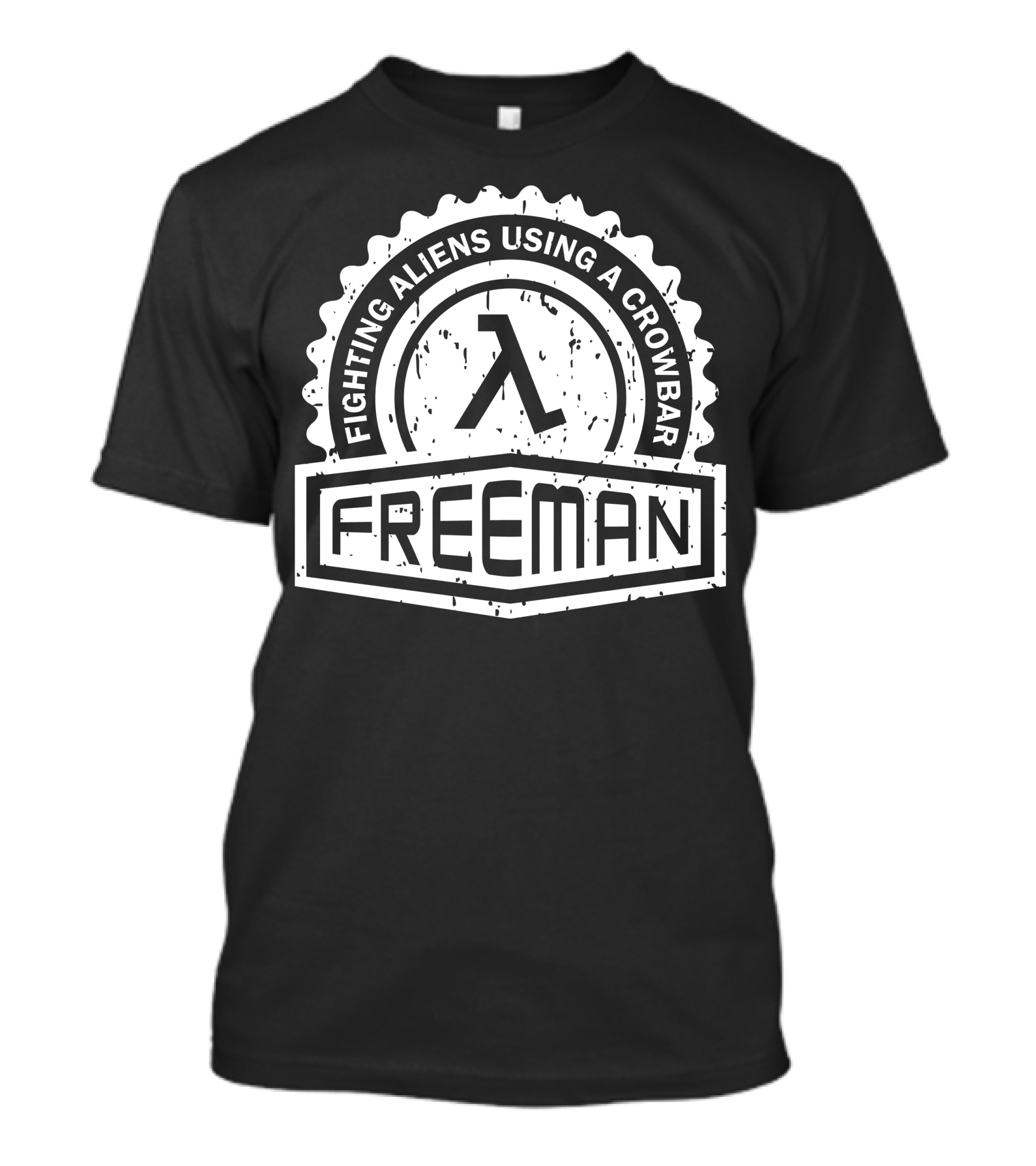 Lambda Crest Series Fighting Aliens Using A Crowbar Freeman T-Shirt