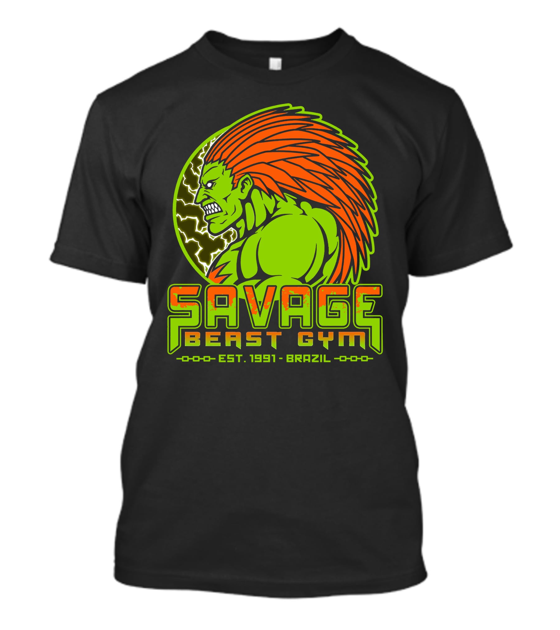 Savage Beast Gym Est. 1991 Brazil Green Monster With Orange Hair T-Shirt