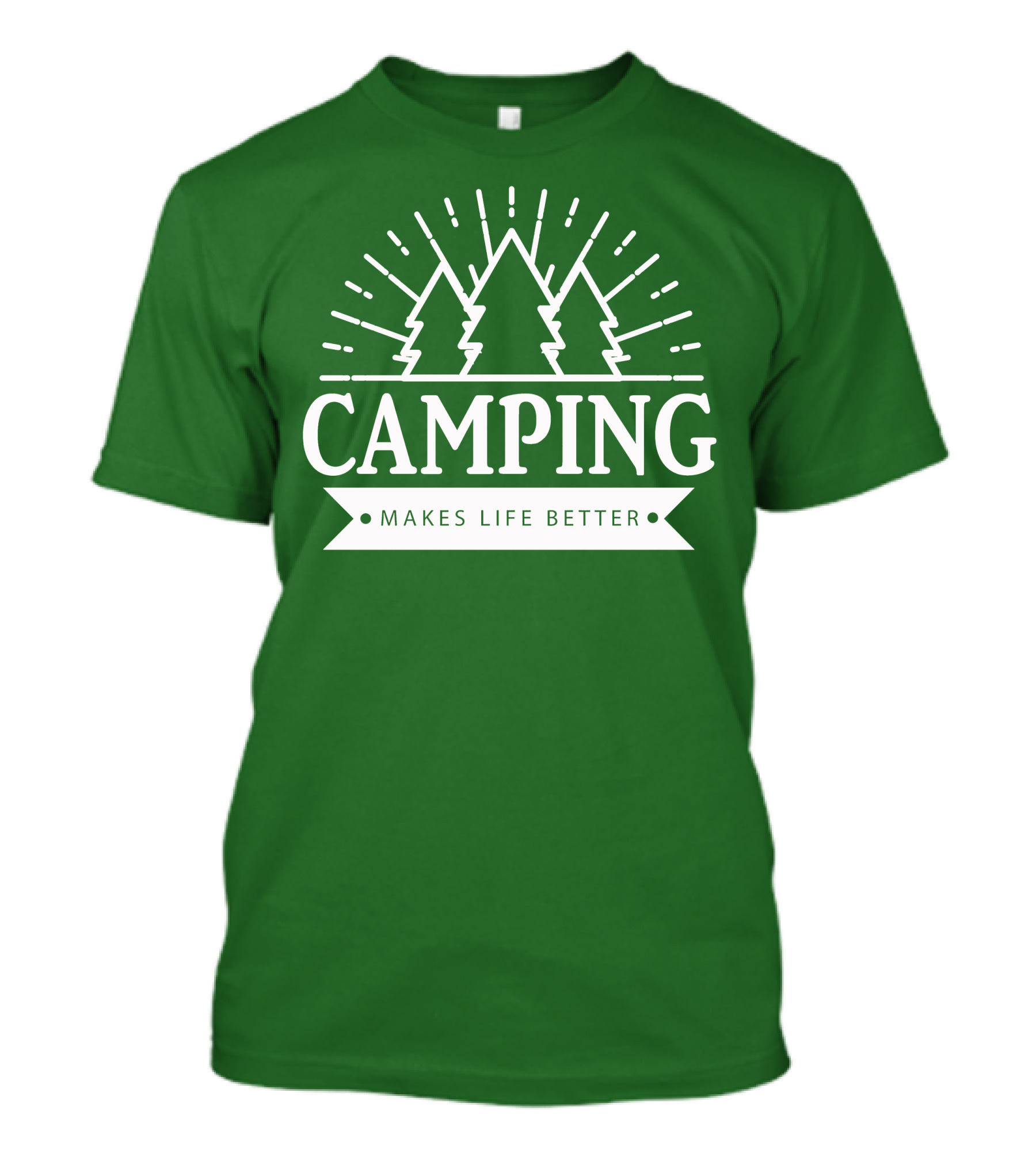Camping Makes Life Better With Forest Trees And Radiant Sunburst T-Shirt