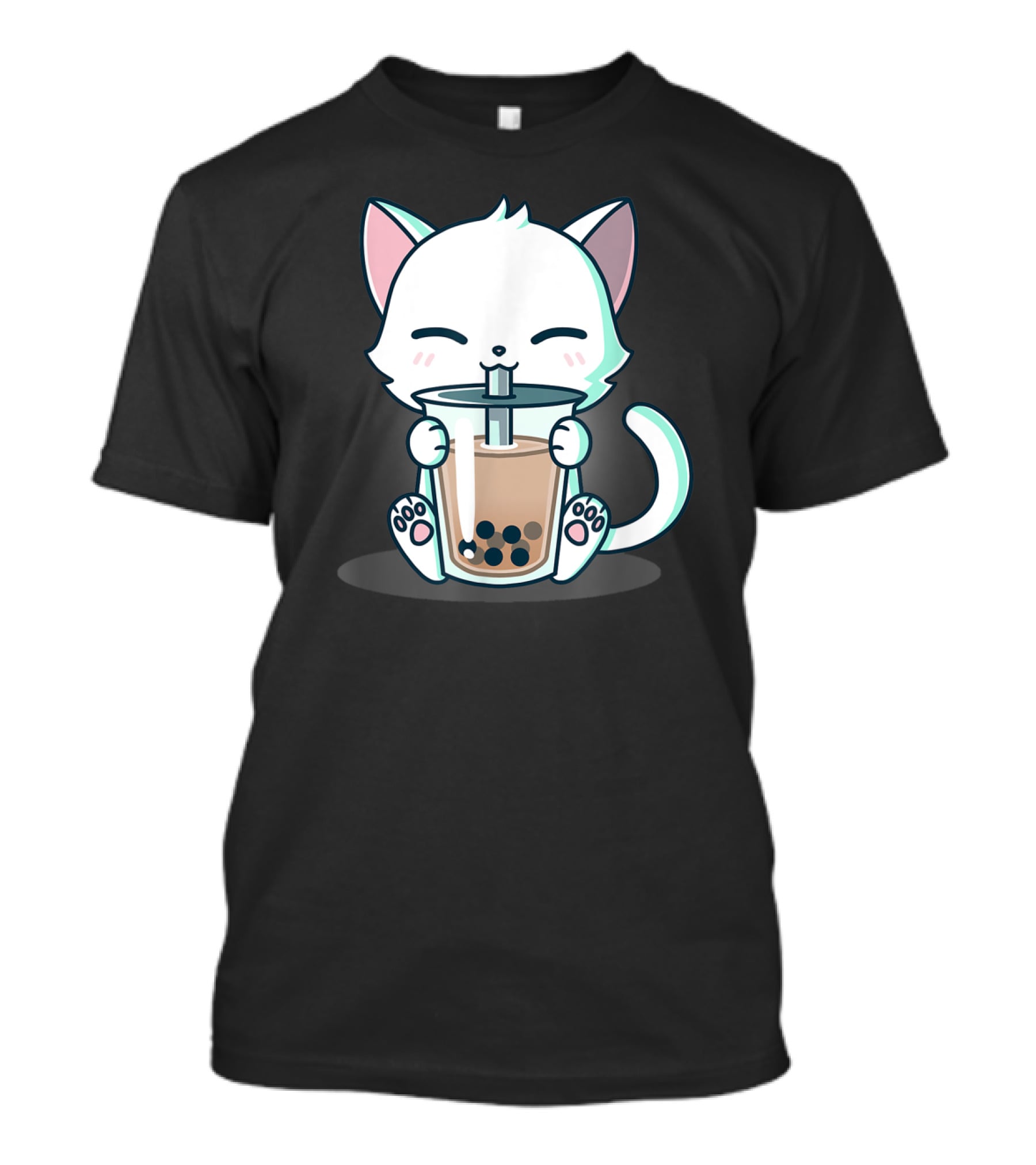 Kawaii Boba Cat Happy Kitten Drinking Bubble Tea Mood T-Shirt