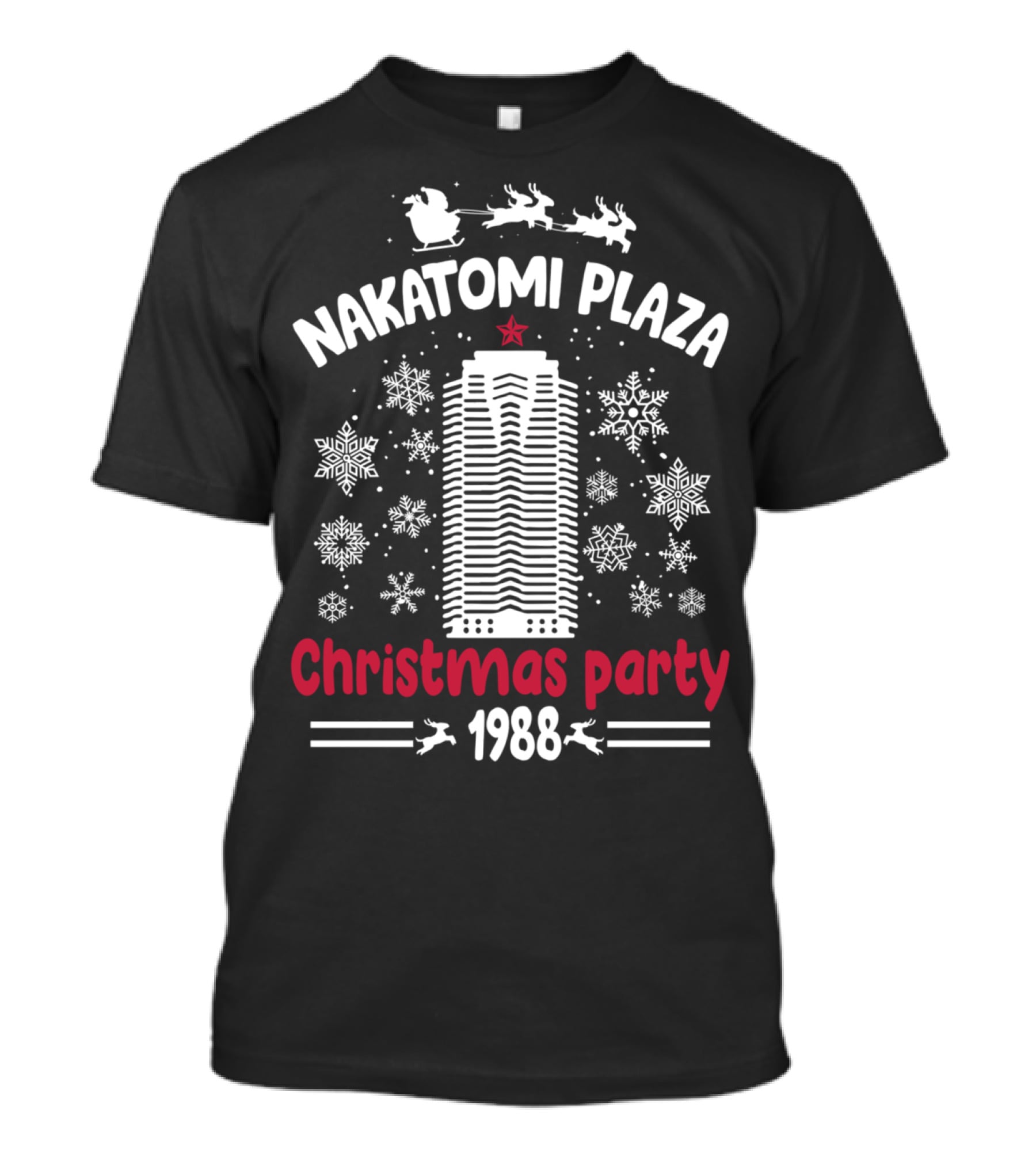Nakatomi Plaza Christmas Party 1988 Santa Snowflakes T-Shirt