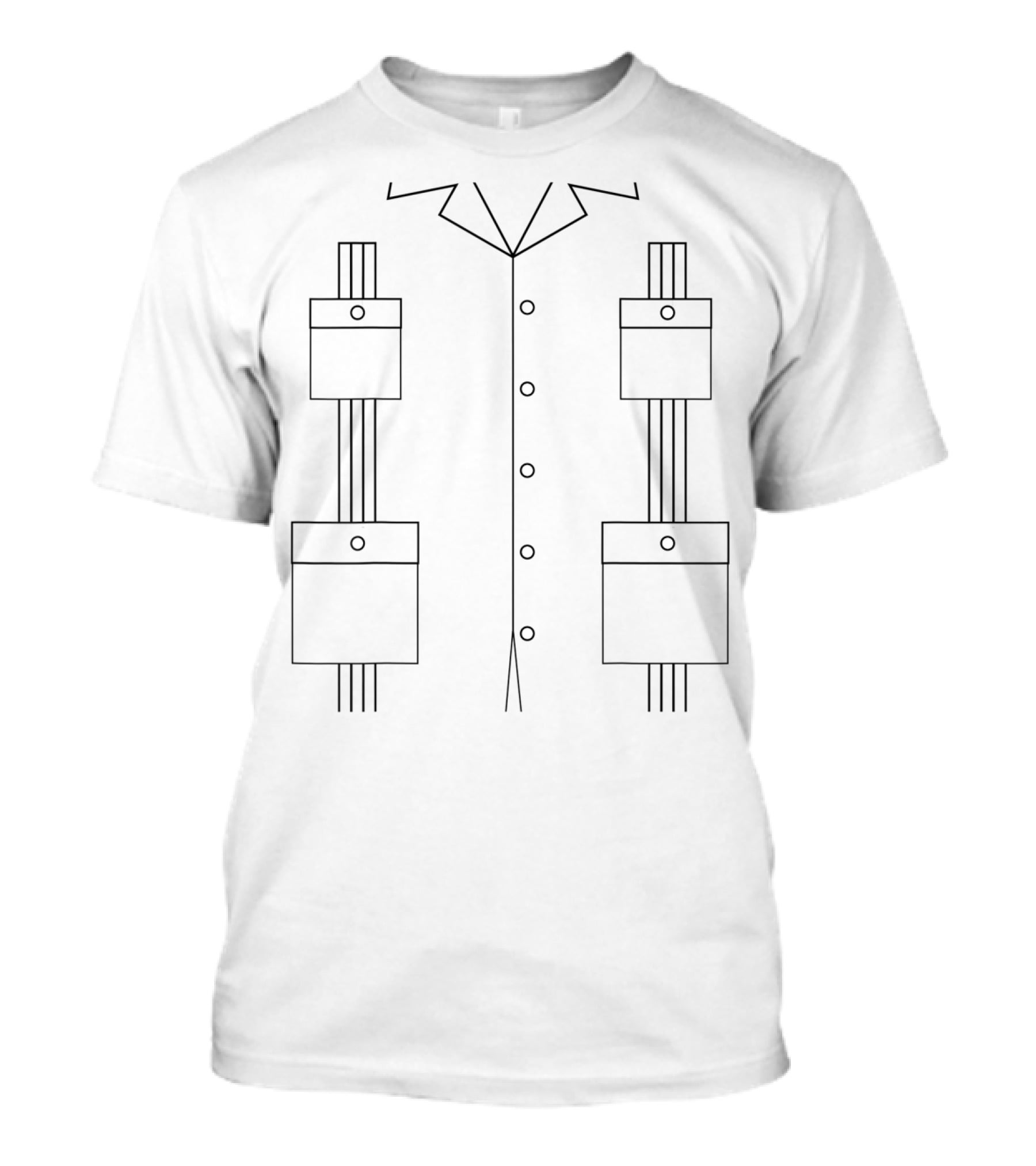 Guayabera Traditional Cuban Style Four Pocket T-Shirt