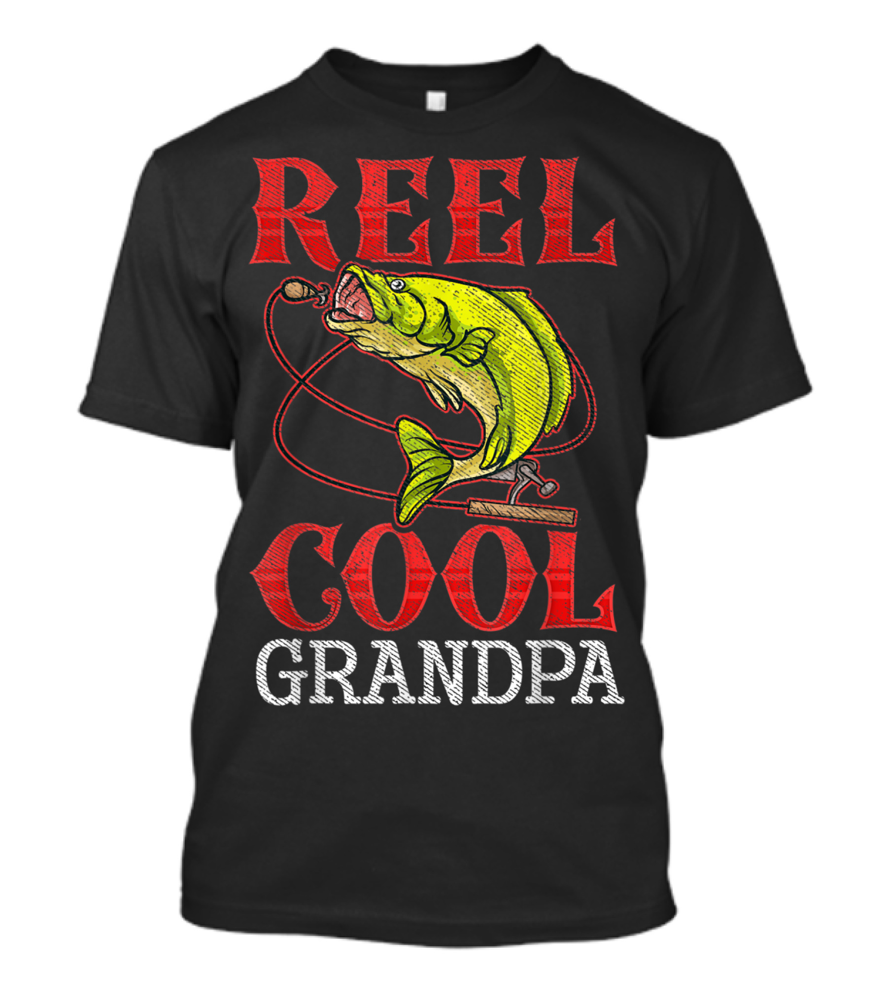 Reel Cool Grandpa Fishing Lover Bass Catcher T-Shirt