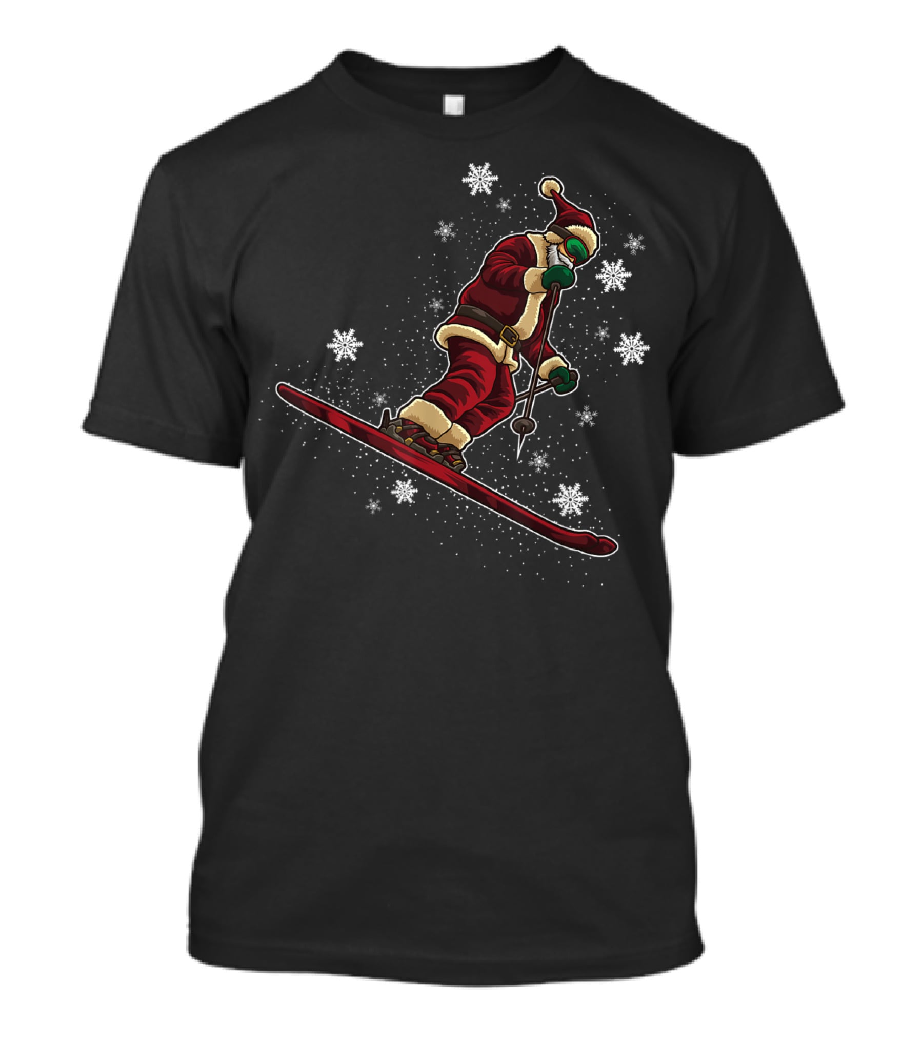 Santa Claus Skiing Funny Winter Sports Holiday T-Shirt