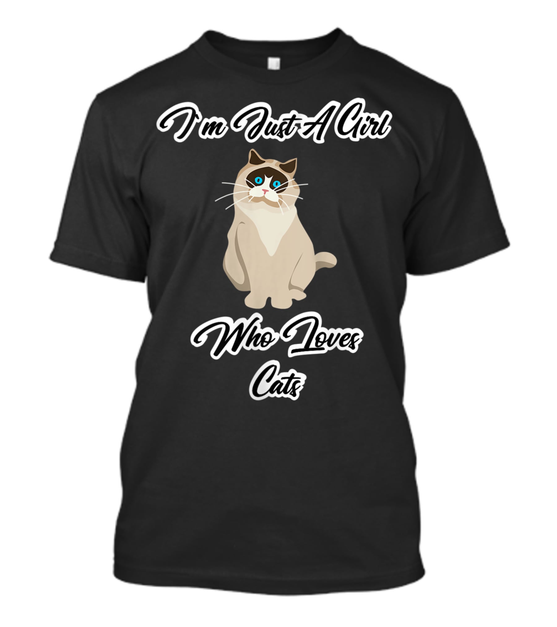 I'm Just A Girl Who Loves Cats With Cartoon Cat T-Shirt