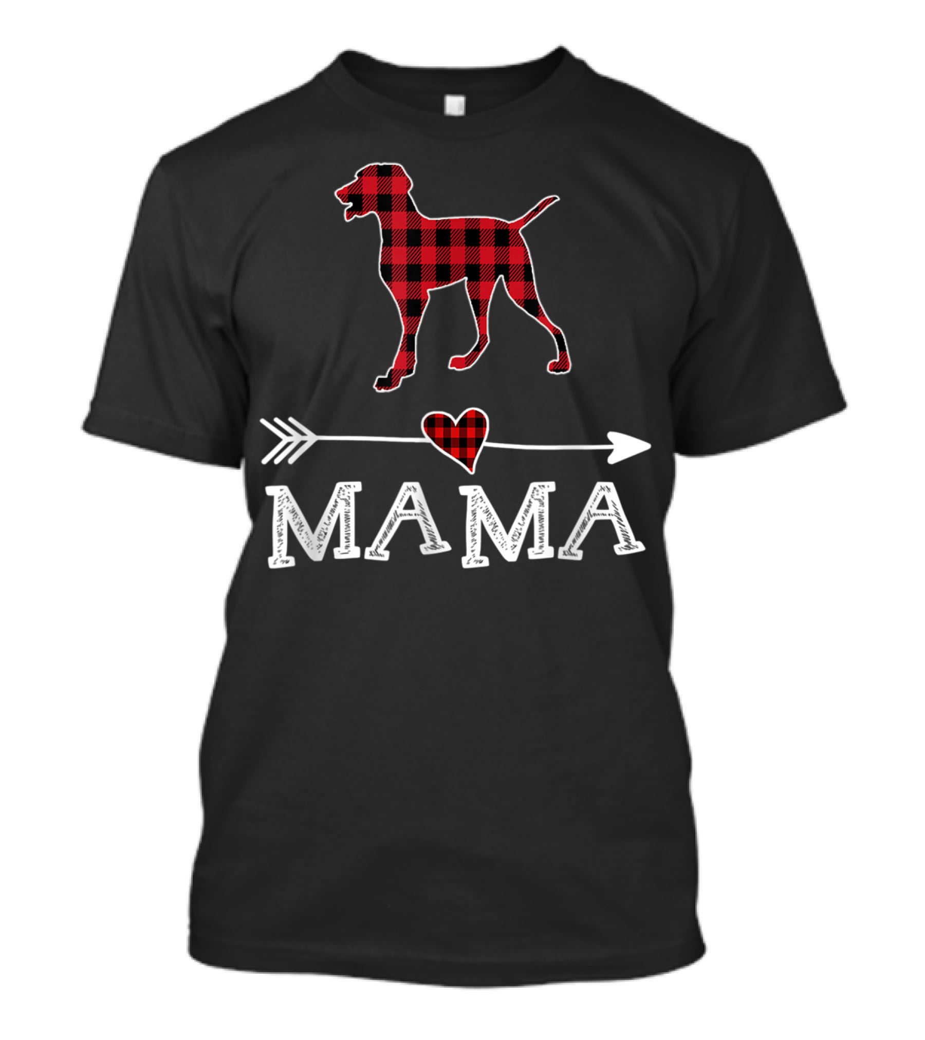 Red Plaid Weimaraner Heart Mama Dog Arrow T-Shirt