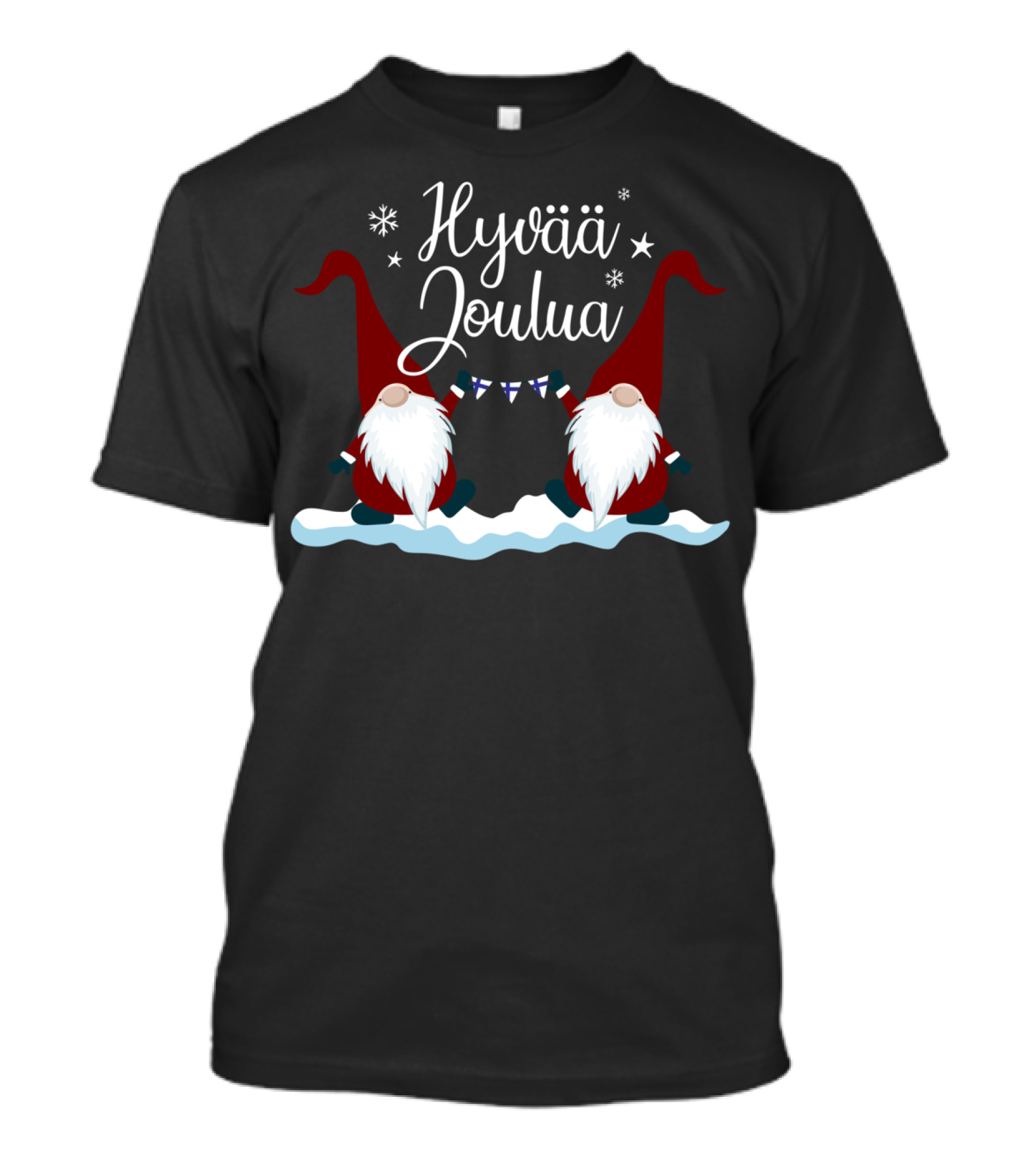 Hyvää Joulua Finnish Merry Christmas Finland Gnomes T-Shirt