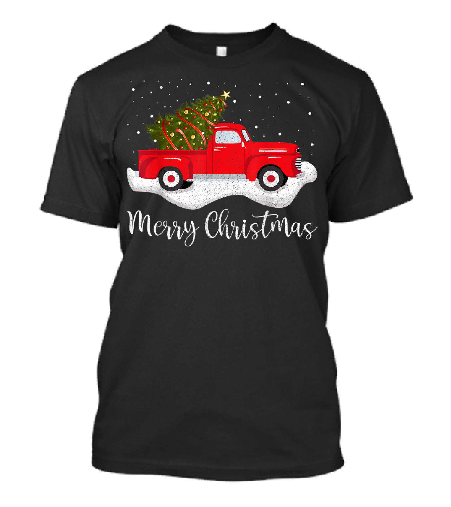 Merry Christmas Vintage Red Truck With Christmas Tree T-Shirt