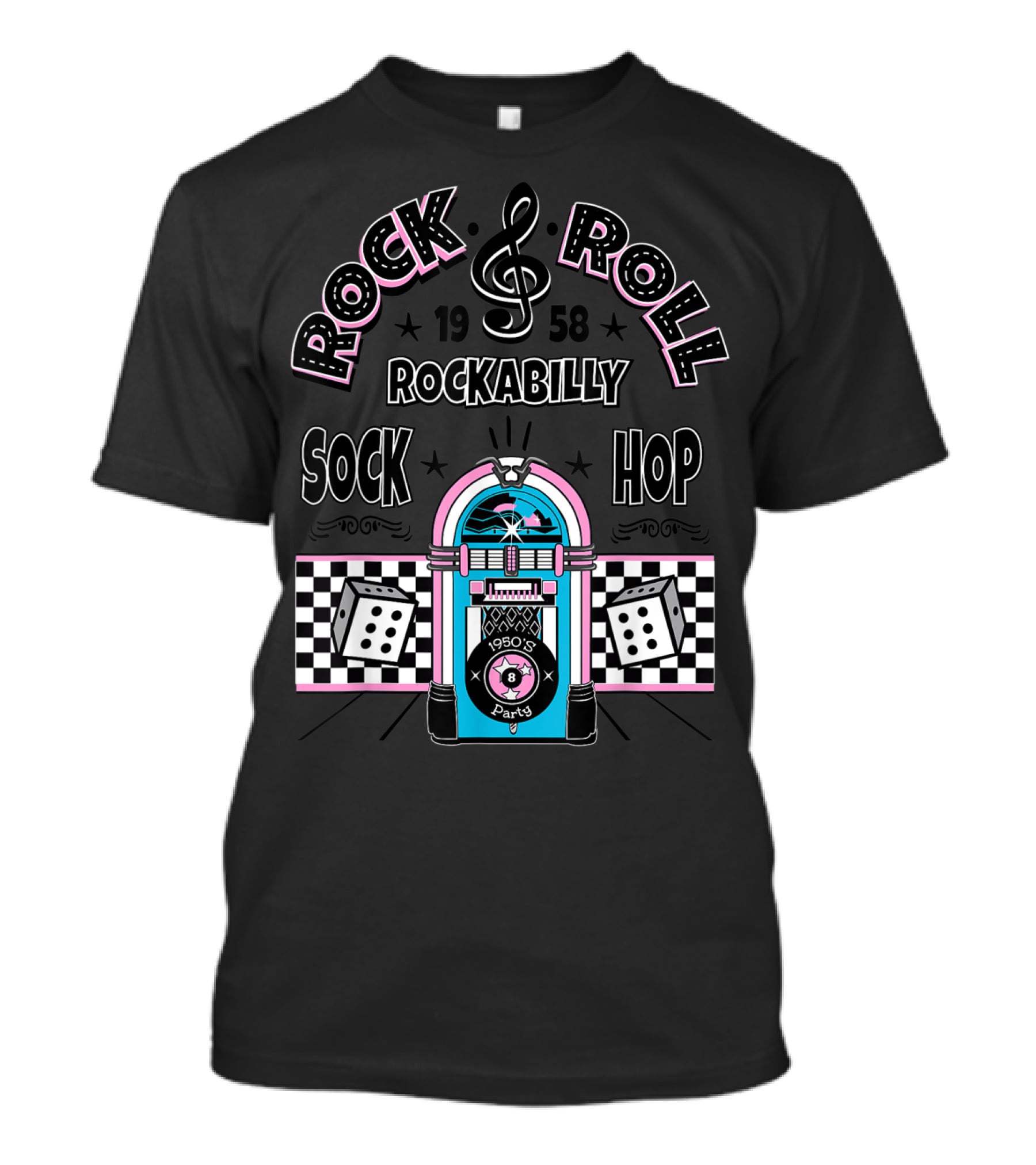 Rock And Roll Rockabilly 1958 Sock Hop Party Jukebox T-Shirt