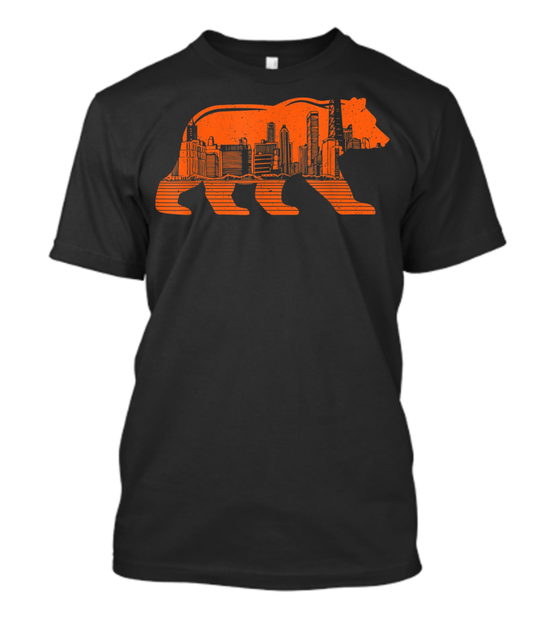 Chicago Football Bear Skyline Orange T-Shirt