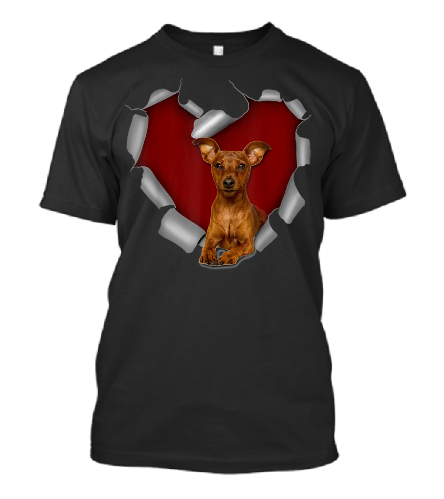 Cute Miniature Pinscher Torn Heart T-Shirt