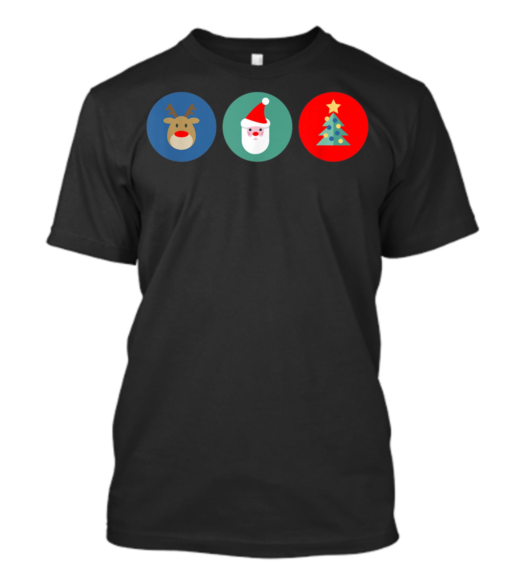 Festive Bright Colorful Reindeer Santa Tree Christmas Icons T-Shirt