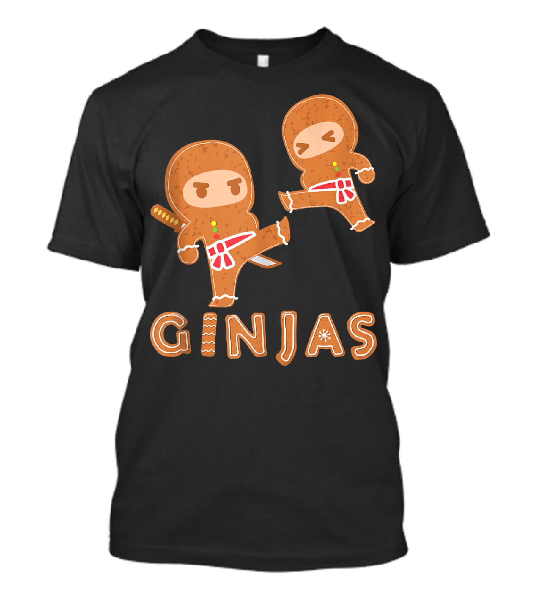 Ginjas Gingerbread Ninja Character Kung Fu Kicks T-Shirt