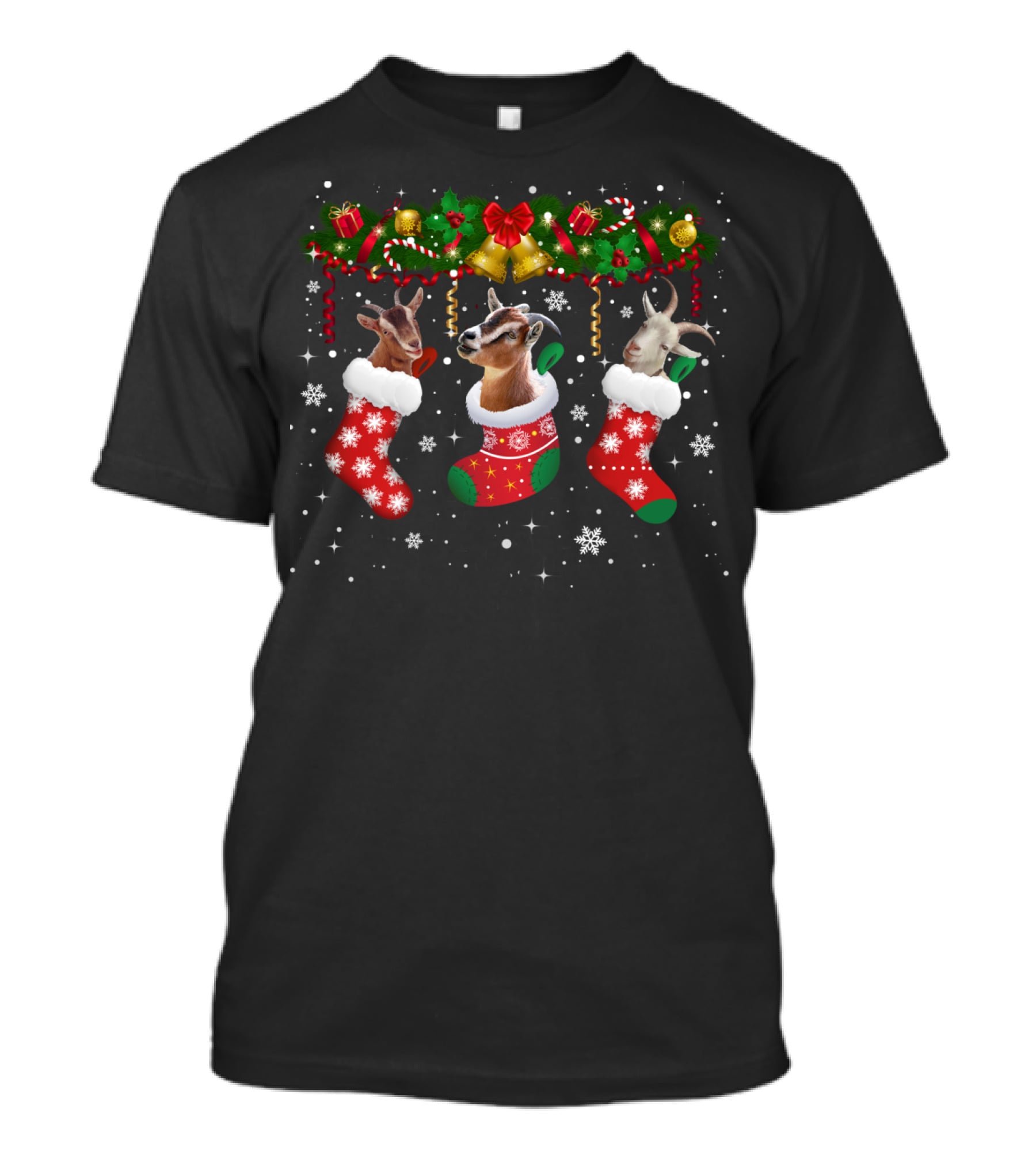Christmas Cheer With Goats In Festive Socks For Goat Lovers And Farmers T-Shirt