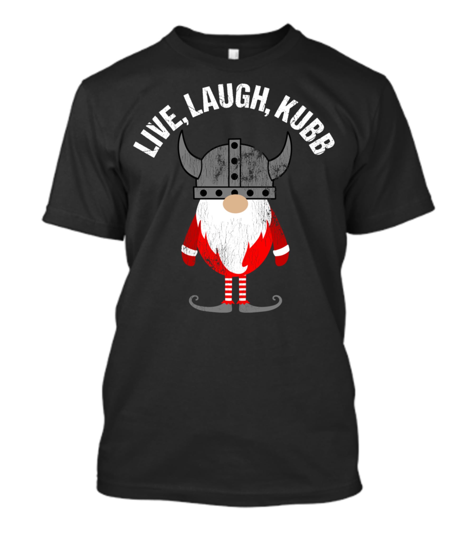 Live Laugh Kubb Tomte Funny Viking Gnome With Horned Helmet T-Shirt