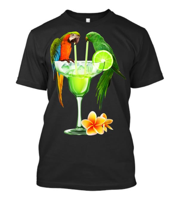 Parrots Enjoying Margaritas With Lime On Tropical Summer Vacation T-Shirt
