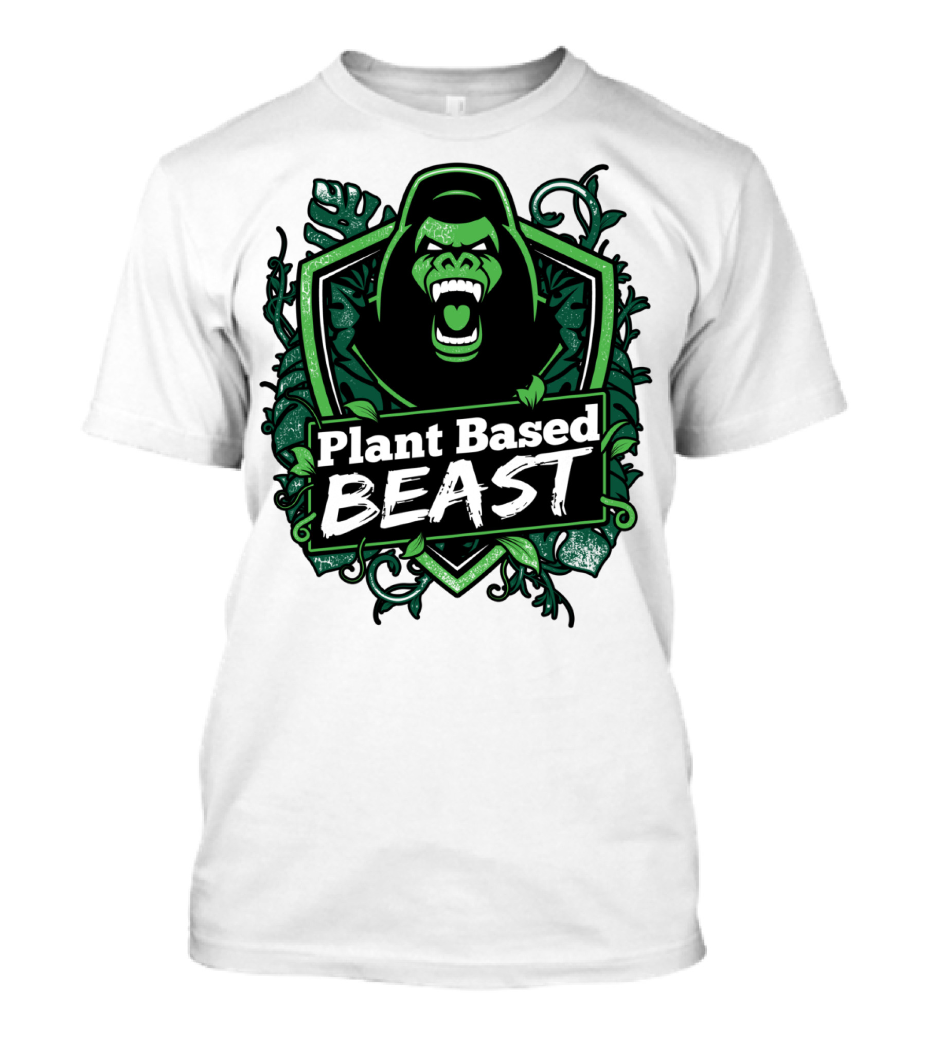 Plant Based Beast Fitness Gorilla Bodybuilding Jungle Strength T-Shirt