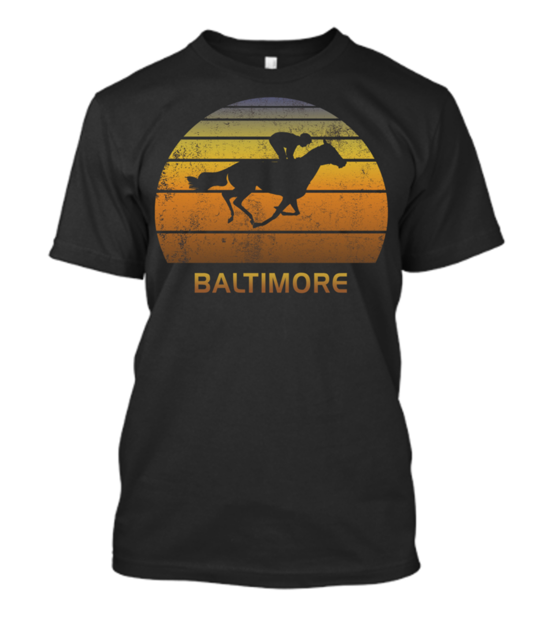 Baltimore Retro Horse Racing Sunset Maryland T-Shirt