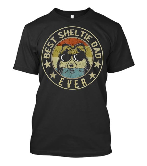 Best Sheltie Dad Ever Vintage Sunglasses T-Shirt