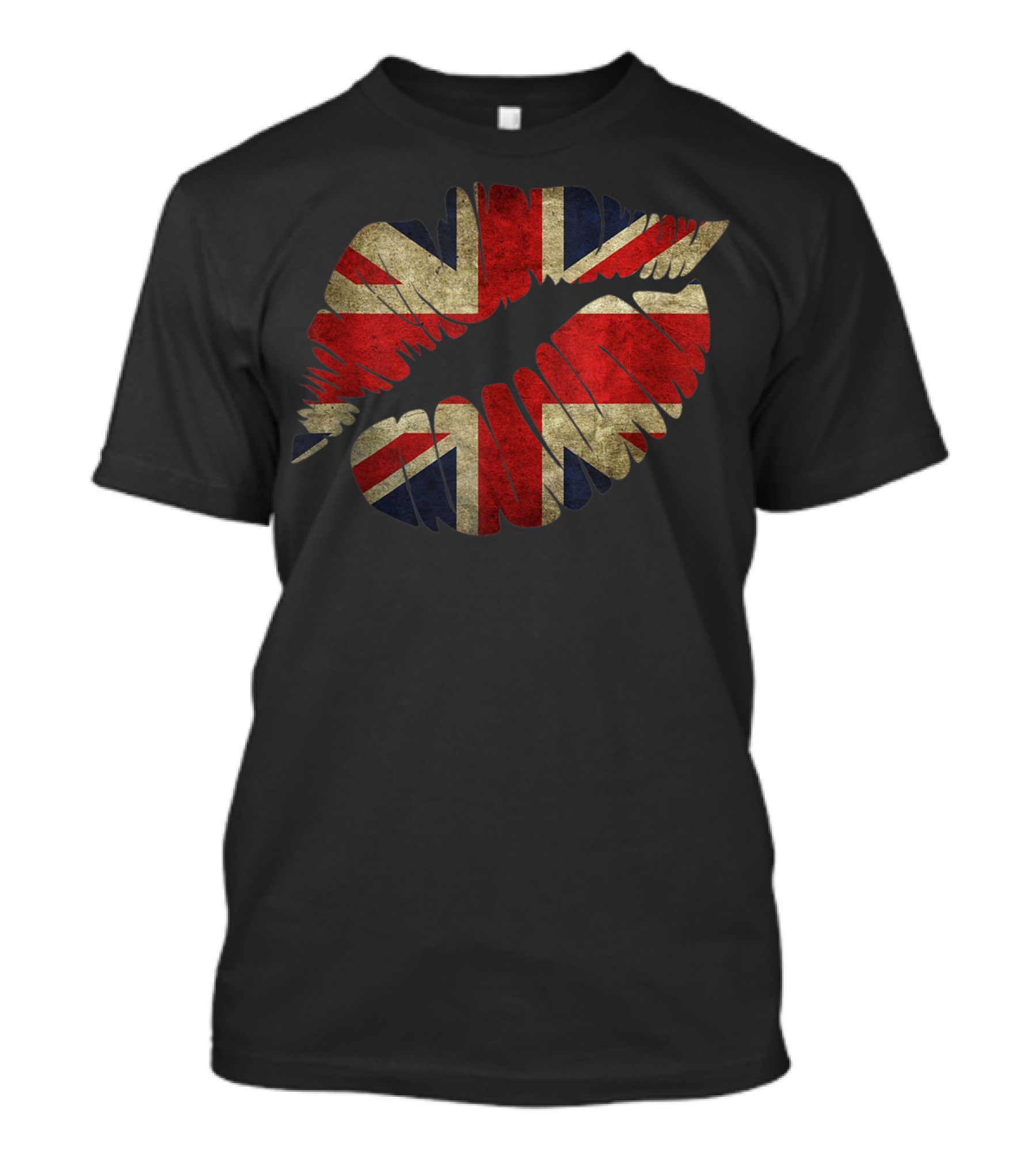 Britain Flag Union Jack Lips UK Kiss T-Shirt