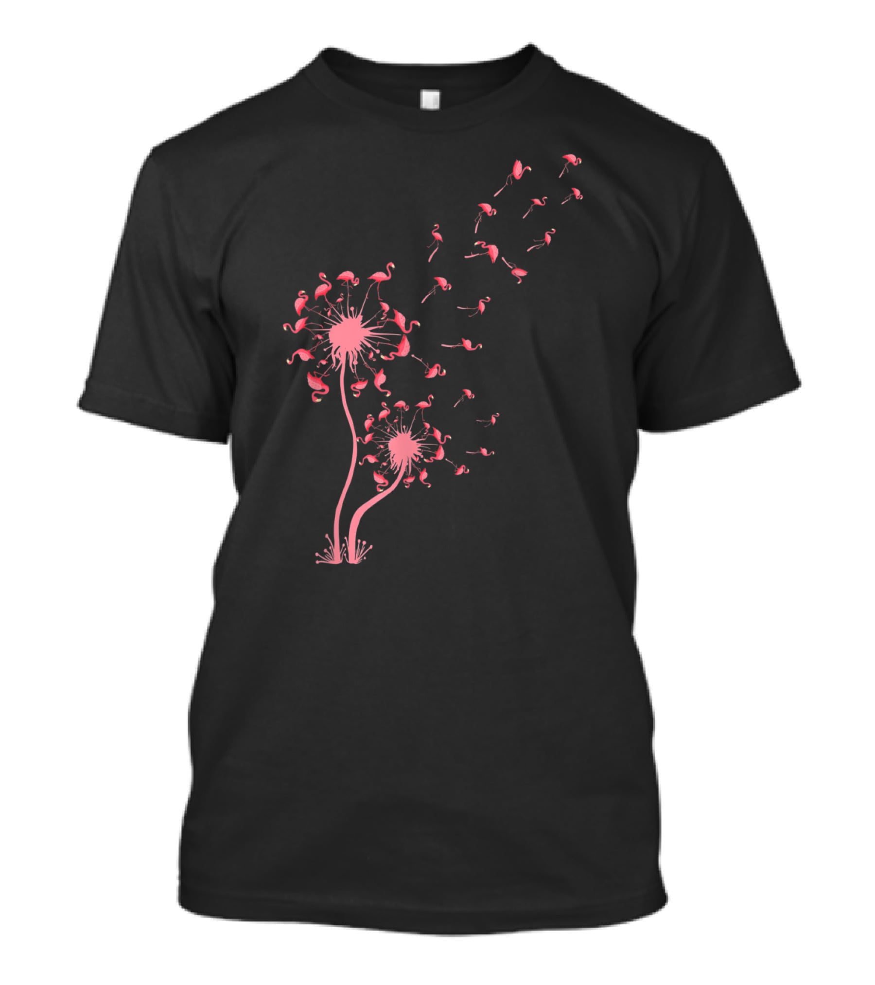 Flamingo Dandelion Flower Blow In The Wind T-Shirt