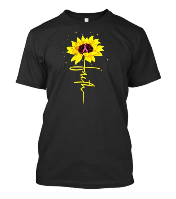 Faith Pink Ribbon Sunflower Breast Cancer Awareness T-Shirt