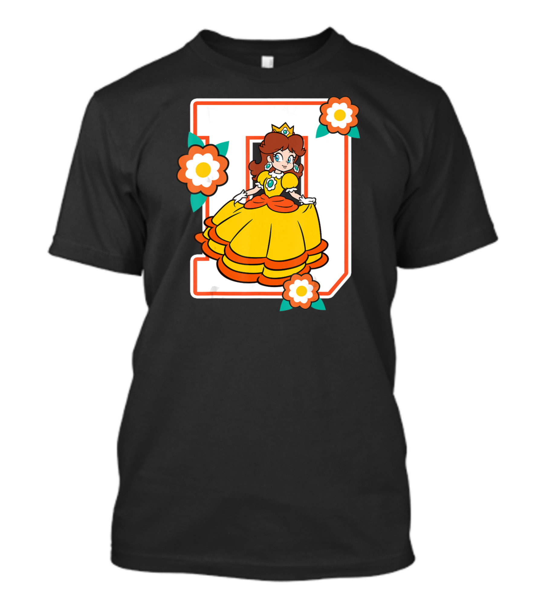 Super Mario Daisy Princess With Flowers And Letter D T-Shirt