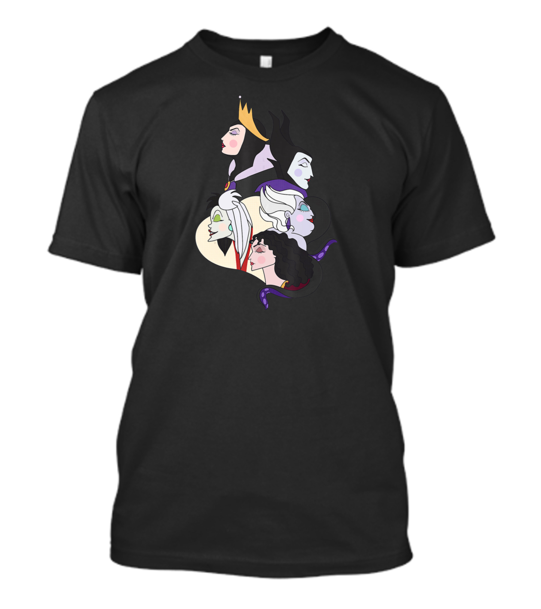 Disney Villains Side Profile Group Shot With Queen And Witch Characters T-Shirt