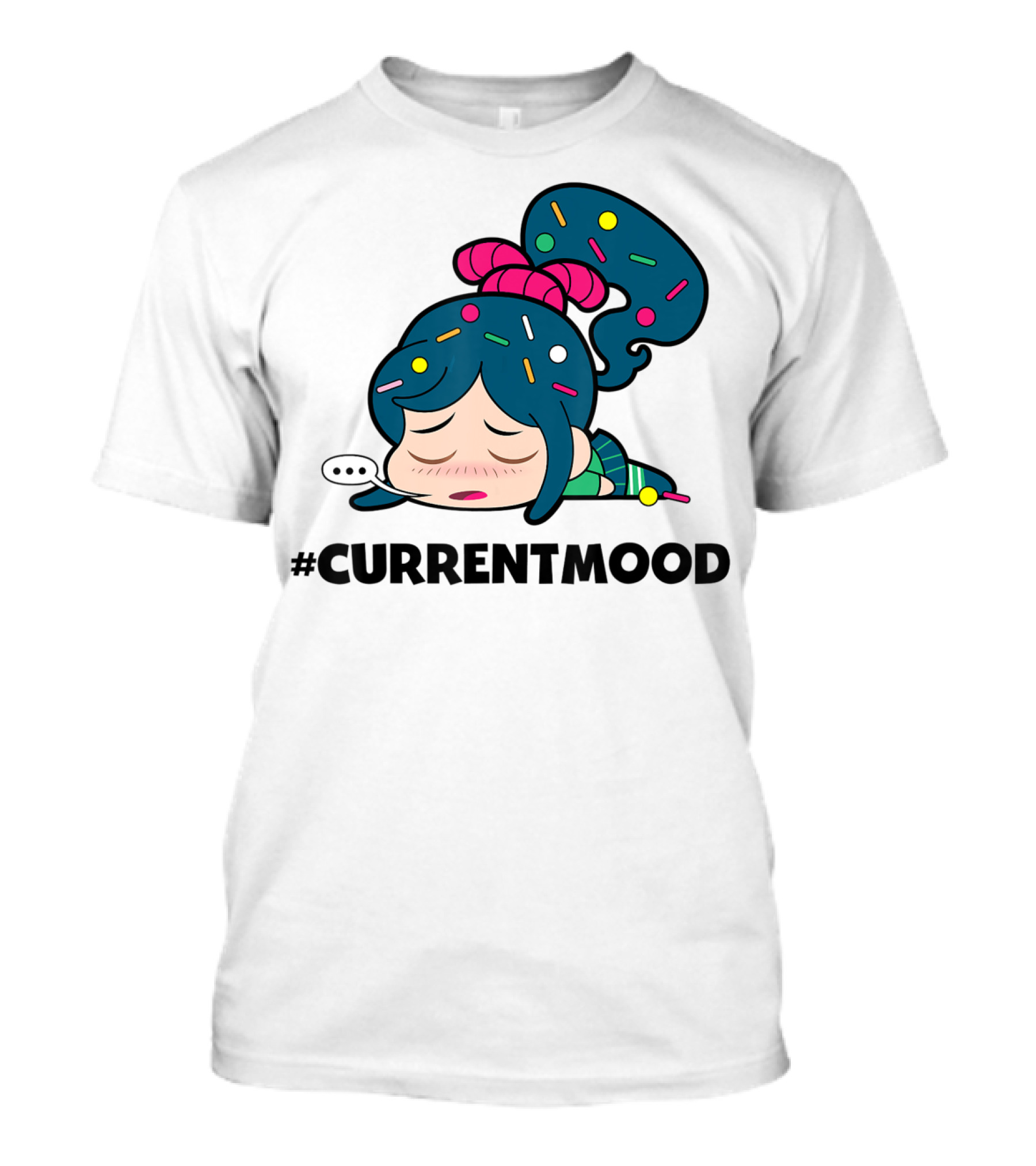 Disney Wreck It Ralph Vanellope #CurrentMood Sprinkles Hair Exhausted Expression T-Shirt