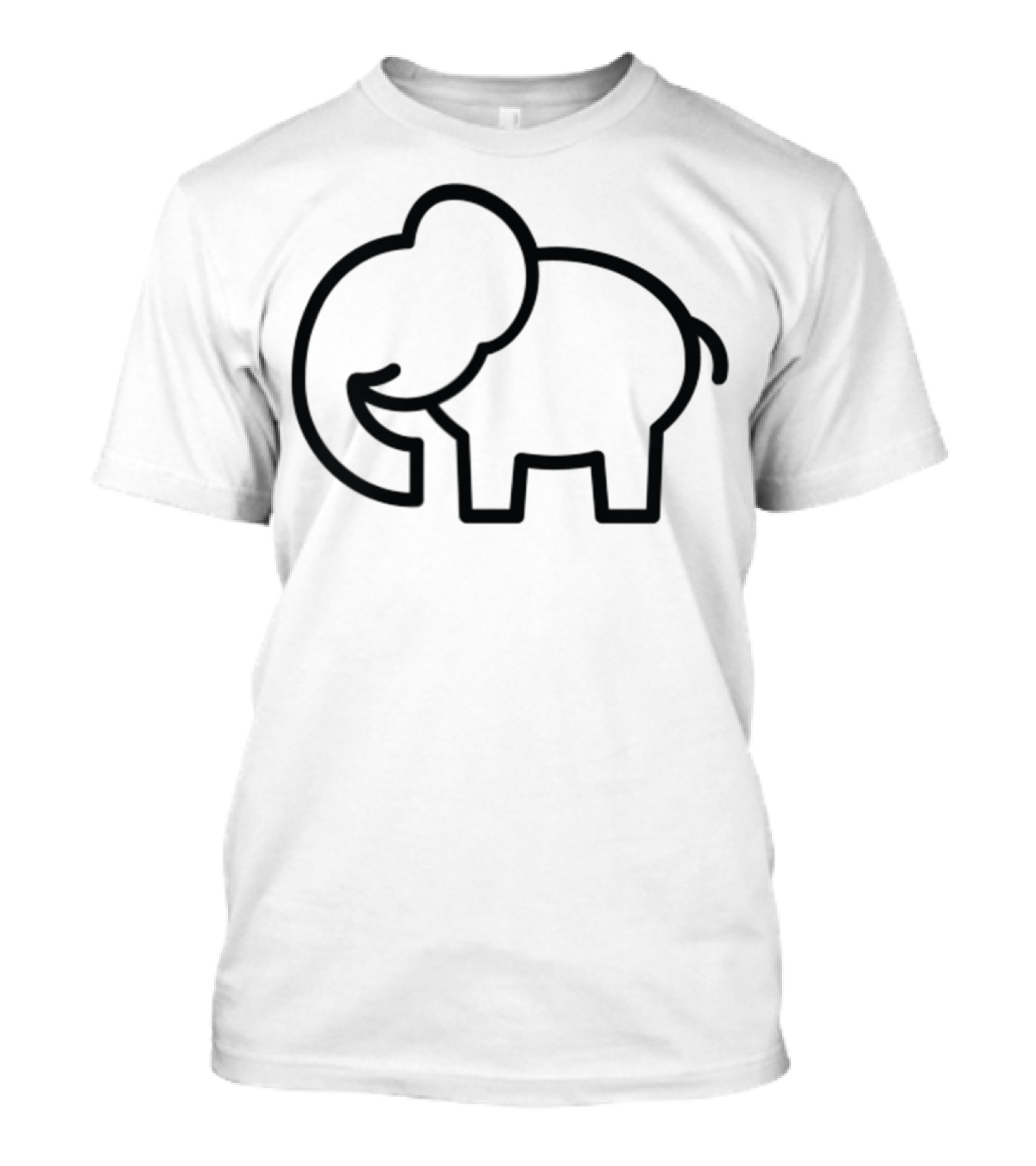 Cute Elephant Line Art Cartoon T-Shirt
