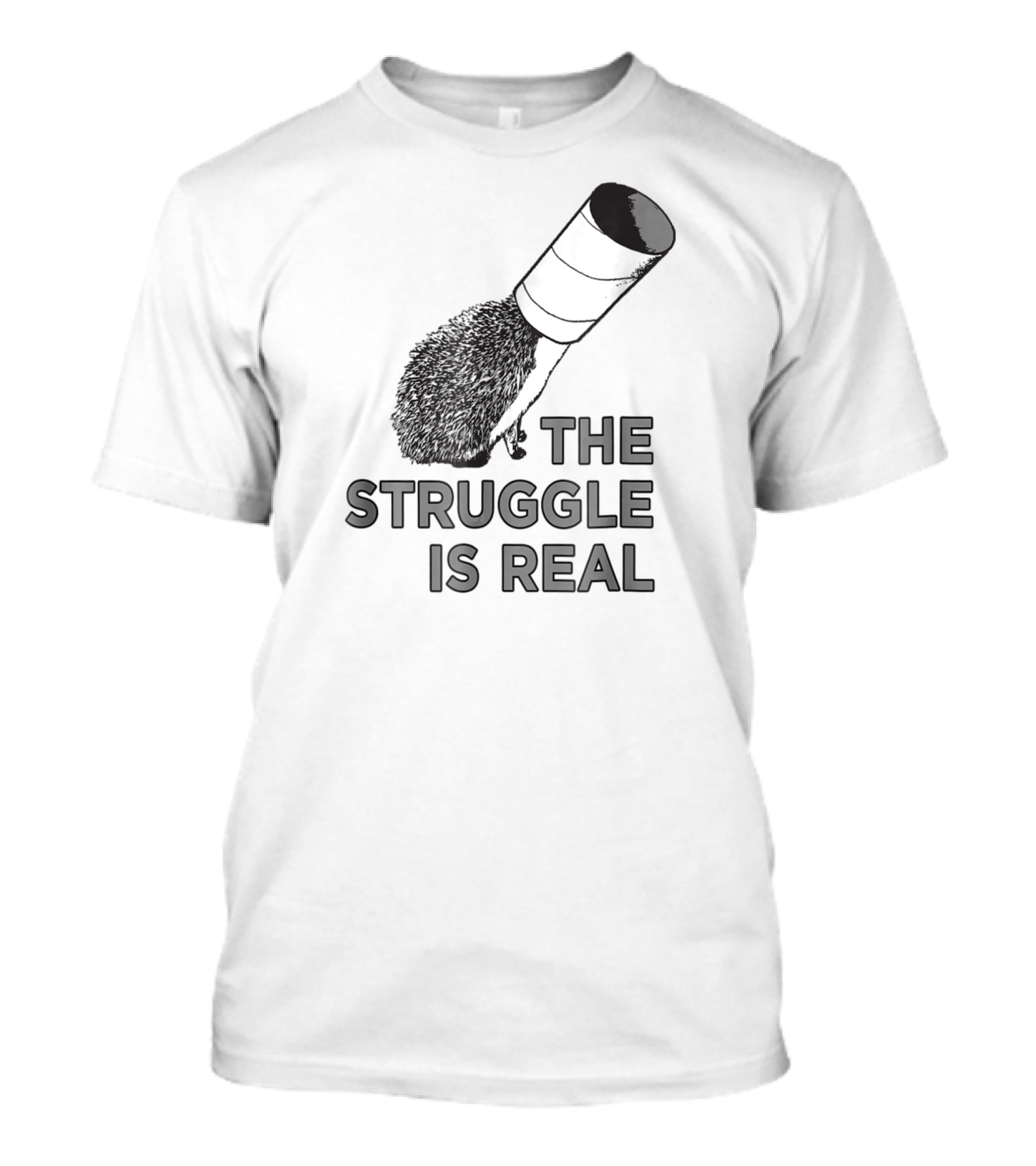 The Struggle Is Real Funny Hedgehog With Cup On Head T-Shirt