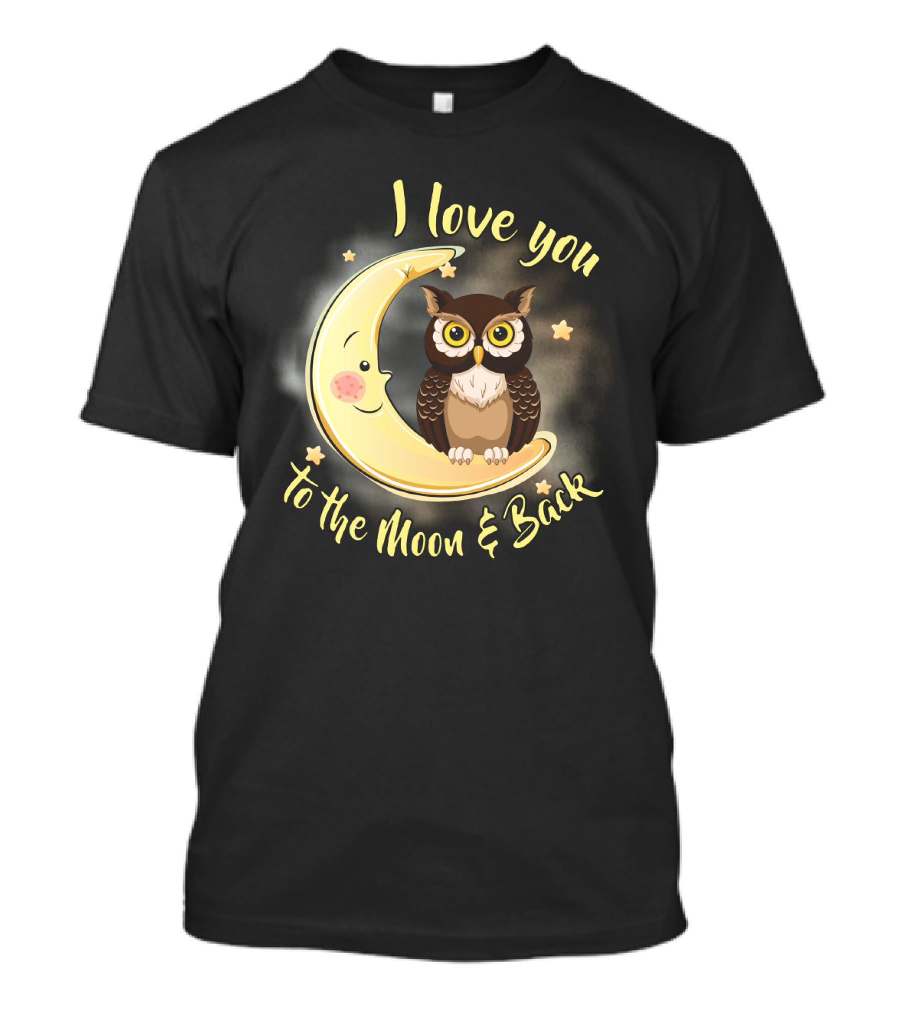 I Love You To The Moon And Back Owl On Smiling Clown Moon With Stars T-Shirt