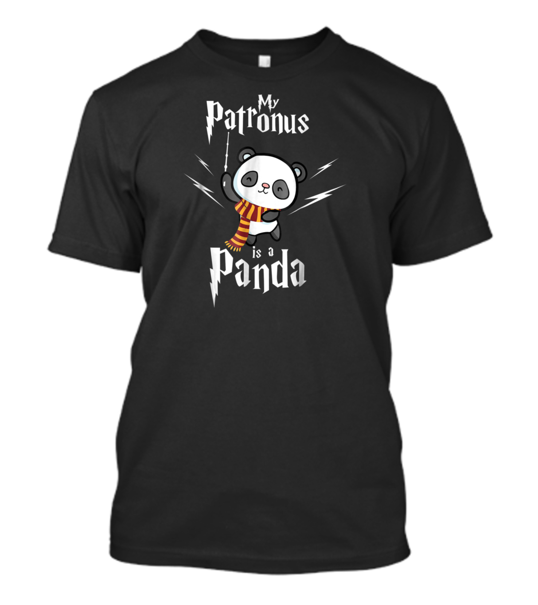 Funny Panda My Patronus Is A Panda With Magic Wand And Scarf T-Shirt