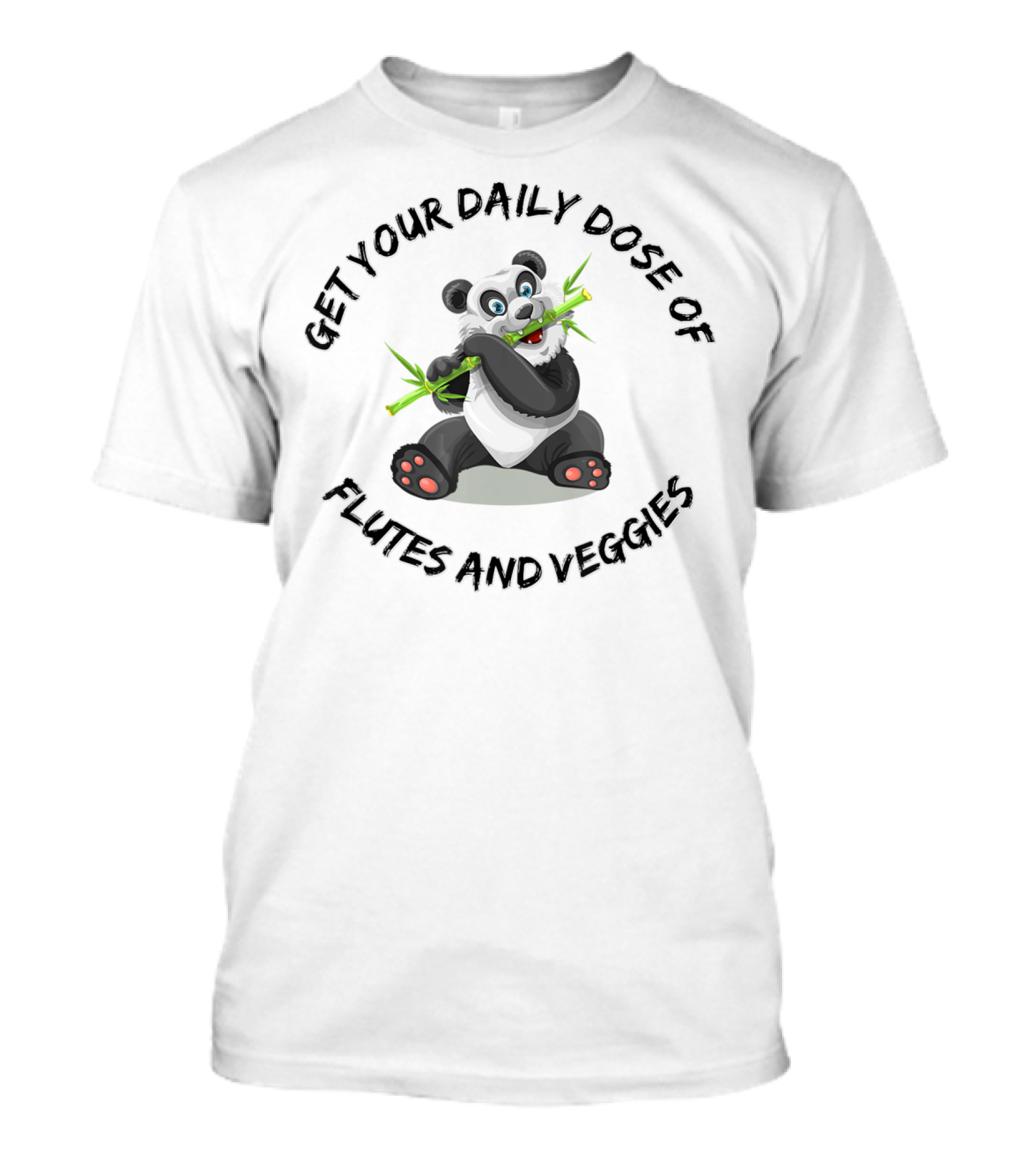Get Your Daily Dose Of Flutes And Veggies Panda Flute Music Pun T-Shirt