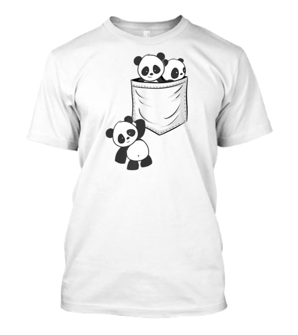 Kawaii Baby Pandas In Pocket For Panda Lovers T-Shirt