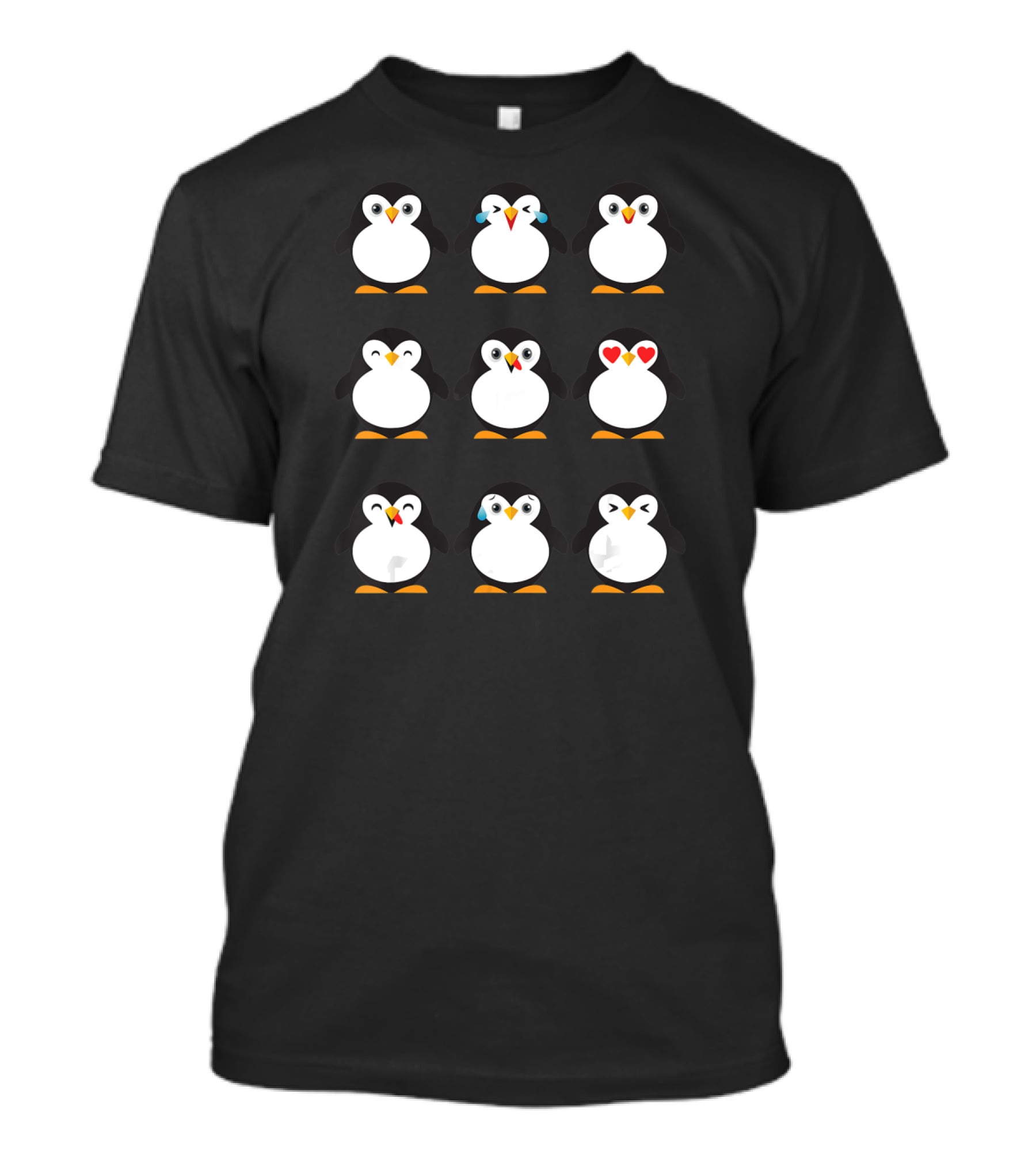 Penguin Emojis Expressive Cute Flightless Birds With Hearts And Tears T-Shirt