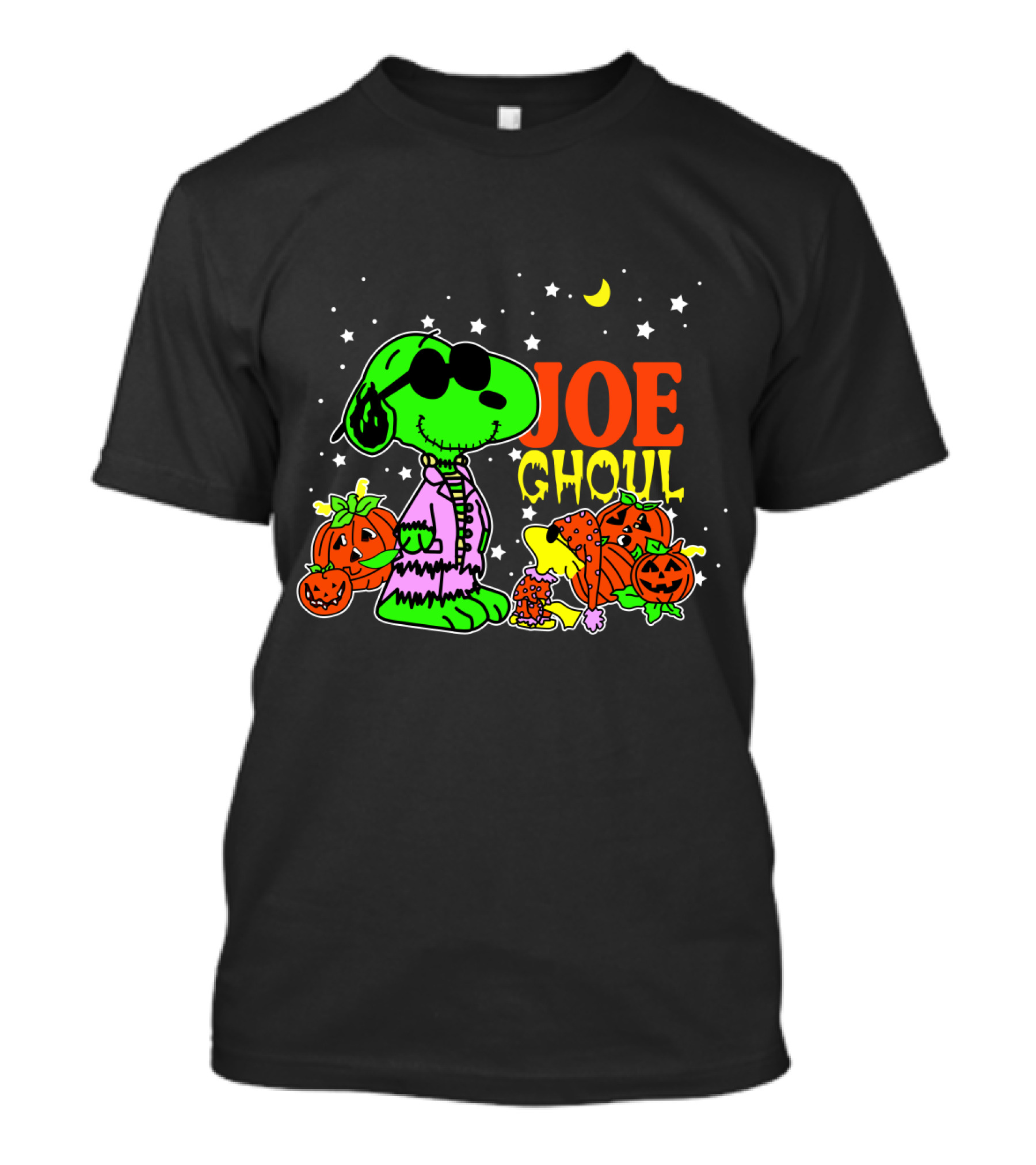 Joe Ghoul Halloween Snoopy Peanuts Pumpkins Moon Stars T-Shirt