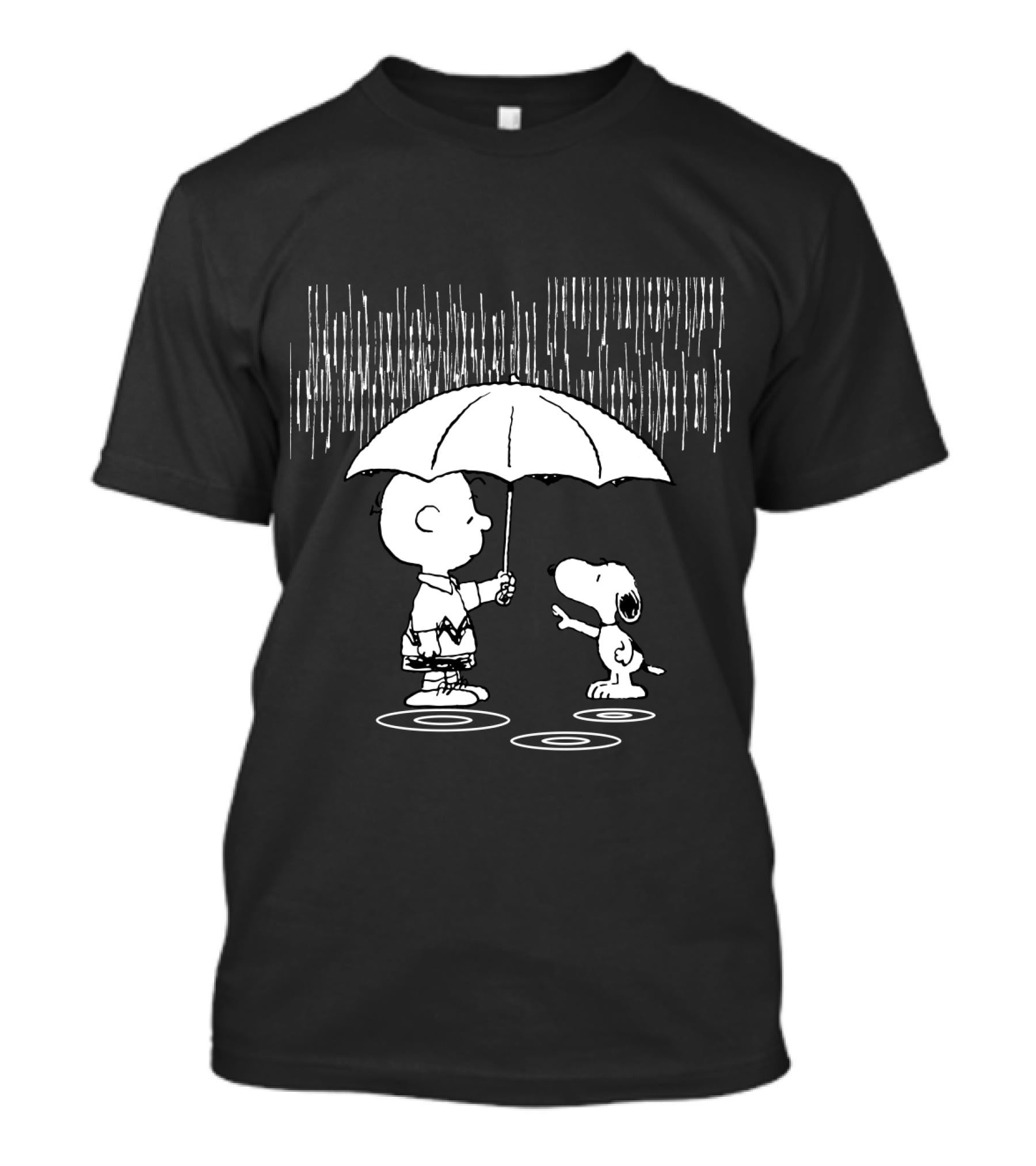 Waiting For You Under The Rainstorm Snoopy And Charlie Brown The Peanuts Movie T-Shirt