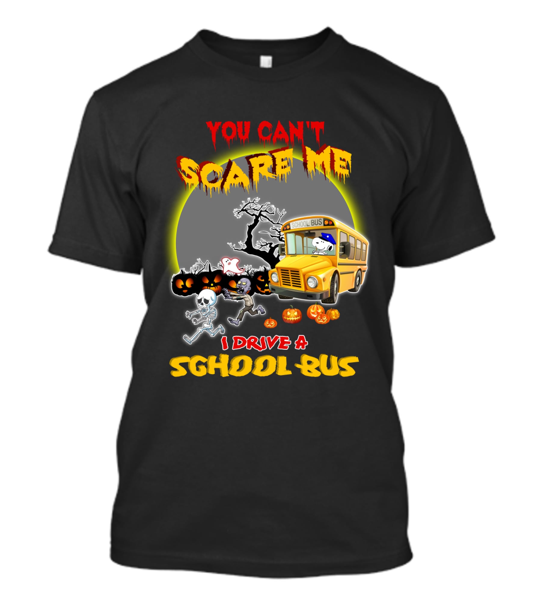 You Can't Scare Me I Drive A School Bus Halloween Snoopy The Peanuts Movie T-Shirt