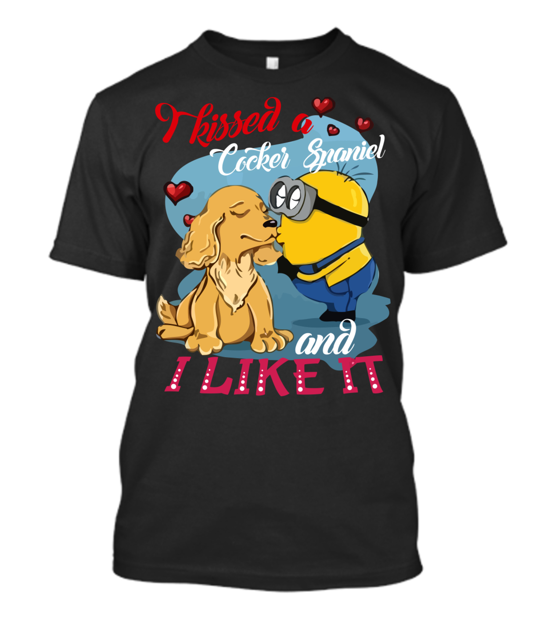 Kissed A Cocker Spaniel And I Like It Cute Minion With Hearts T-Shirt