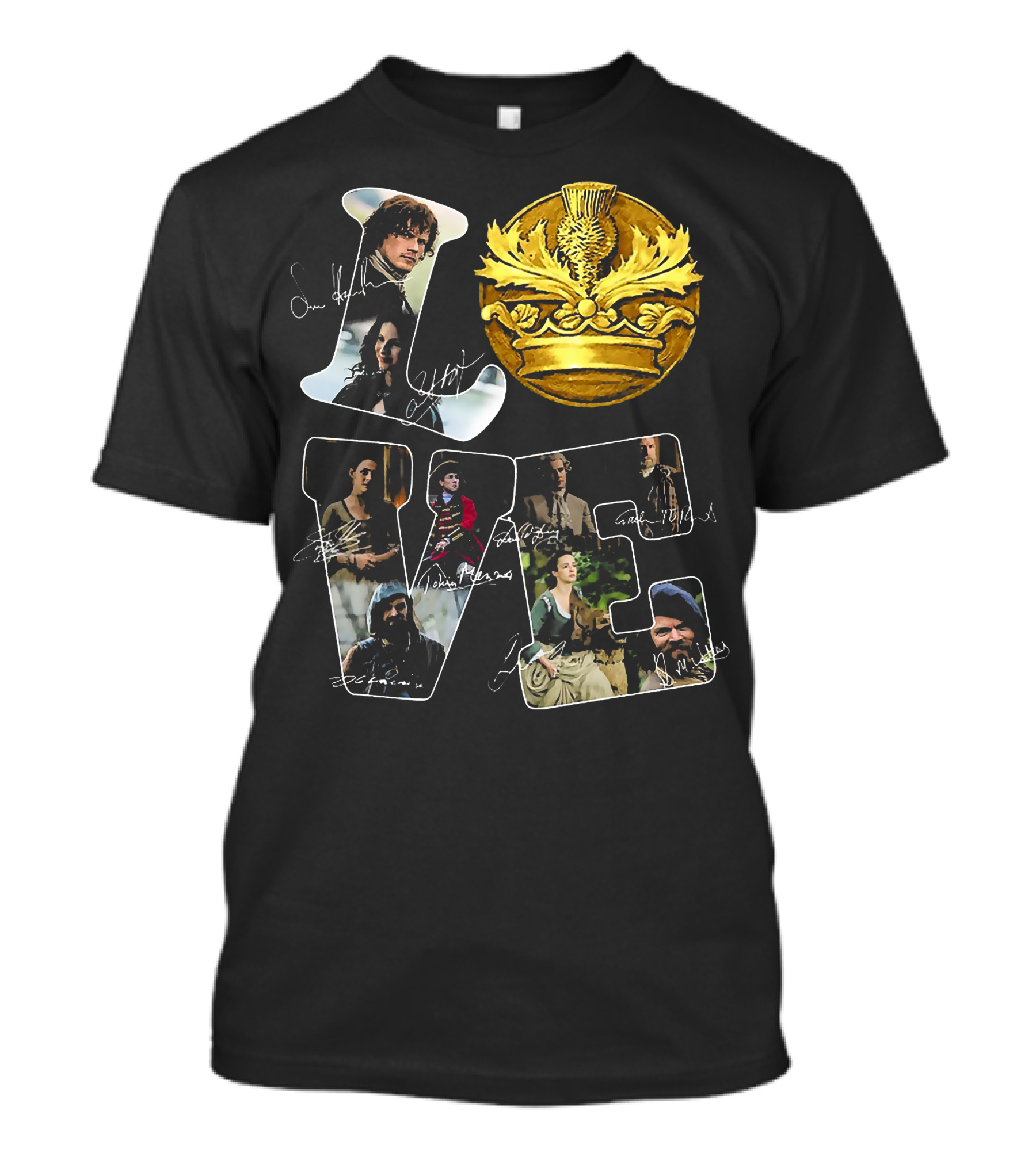 Love Outlander Crown Signature Cast Autographs T-Shirt